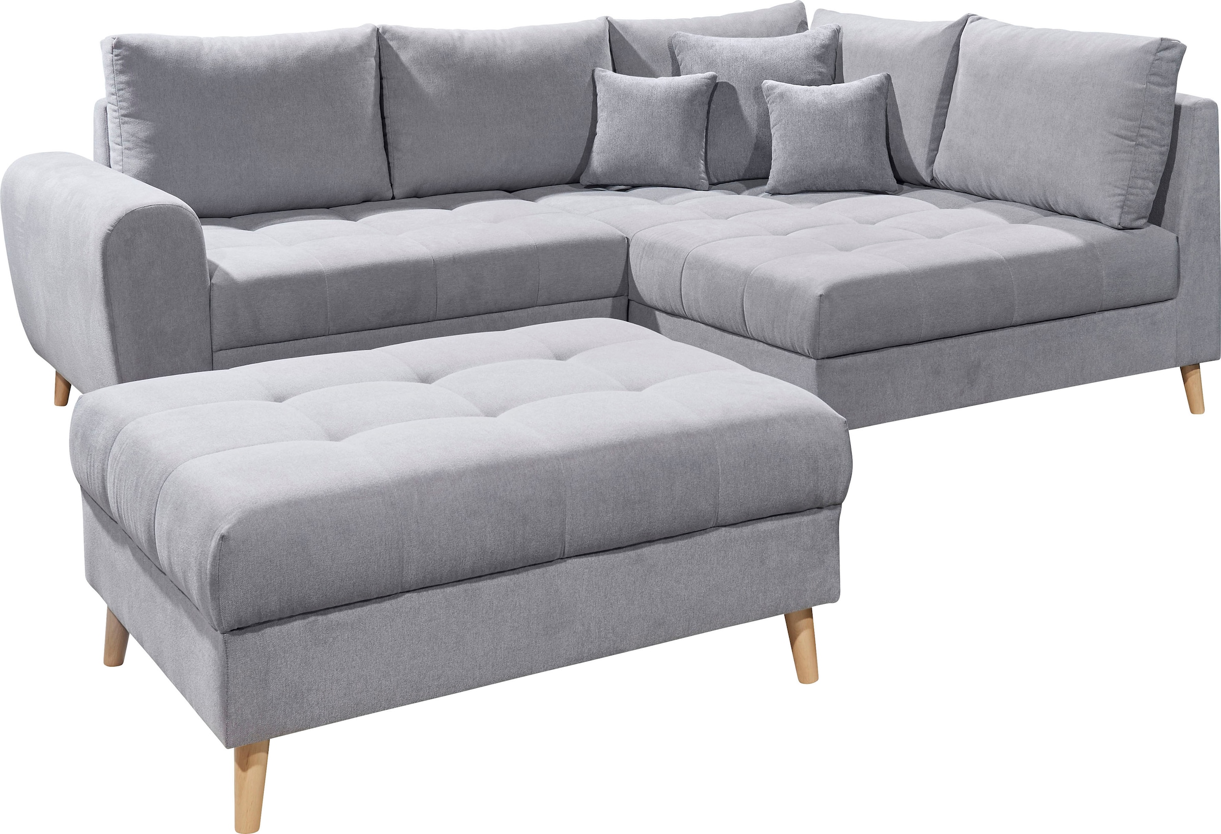 ED EXCITING DESIGN Ecksofa "Alice L-Form" mit Hocker & 3 Zierkissen günstig online kaufen