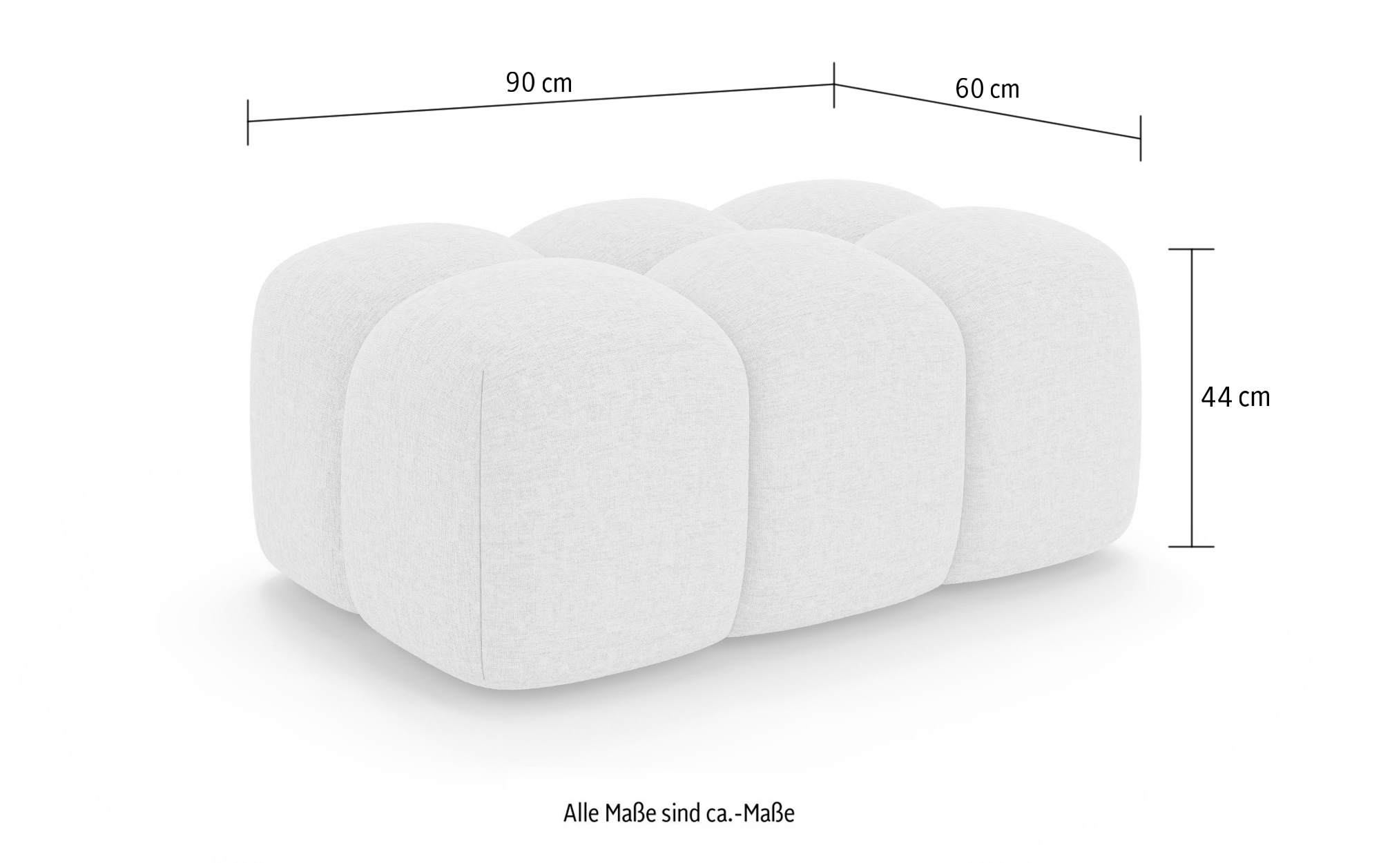 OTTO home Polsterhocker »KALLIE Sitzhocker, Bubble-Optik, Maße B/T/H: 90/60/44 cm«, moderne Steppung, hoher Sitzkomfort und modernes Design