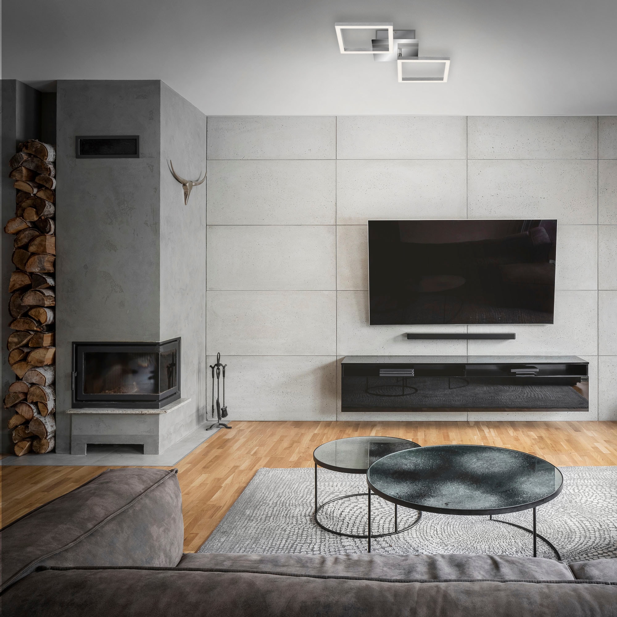 Briloner Leuchten LED Deckenleuchte »3207018 FRAME« LED-Board Warmweiß Deckenlampe, 47x22,6x7,3cm, Chrom-Alu, 5,5W, Wohnzimmer, Schlafzimmer