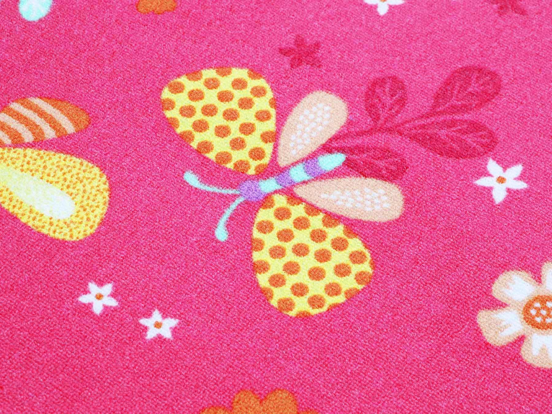 Primaflor-Ideen in Textil Kinderteppich »PAPILLON, Made in Belgium«, rechteckig, 6,5 mm Höhe, Motiv Schmetterlinge, Kinderzimmer