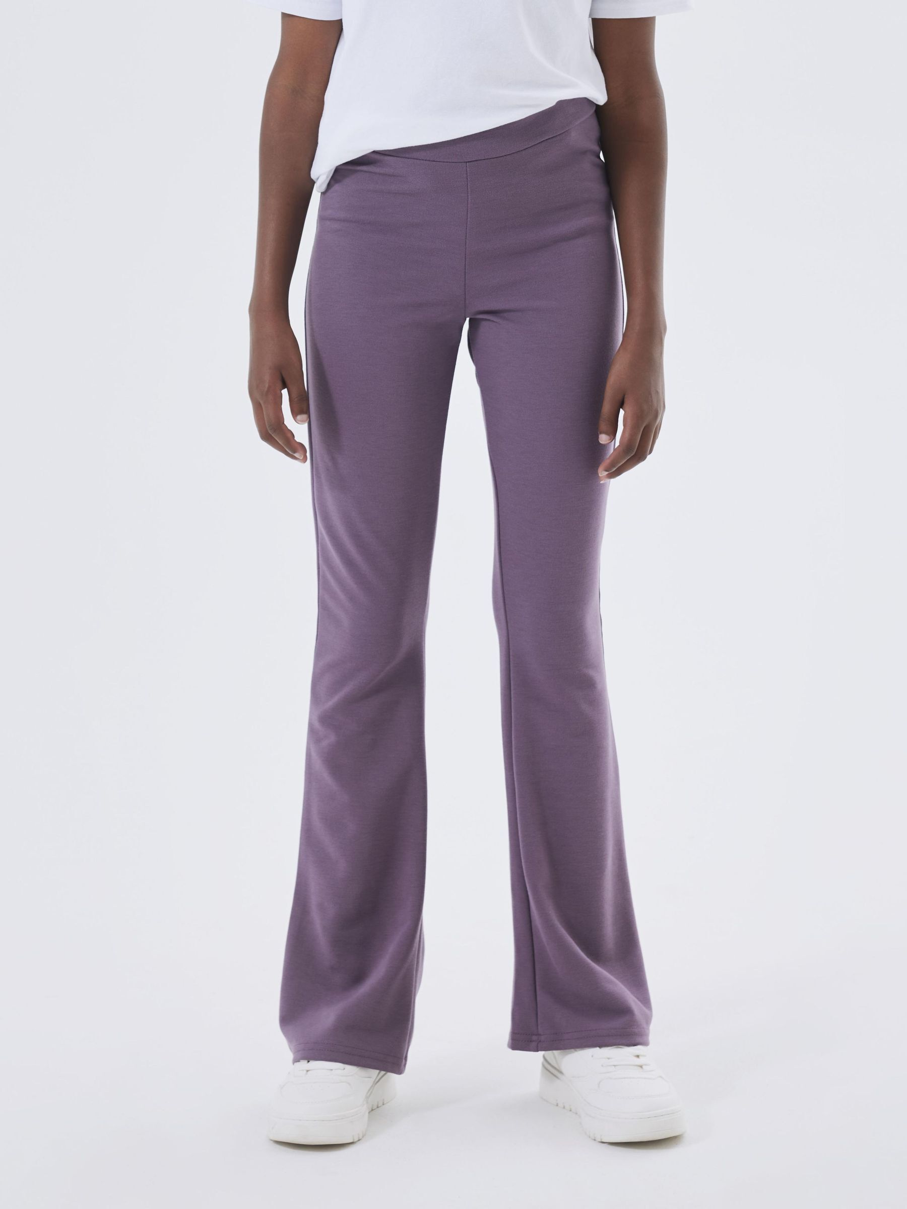 Name It Jerseyhose "NKFFRIKKALI für Mädchen mit ausgestelltem Bein und Viskose" unifarben, casual, ausgestellt, Viskosemix, ohne Kragen
