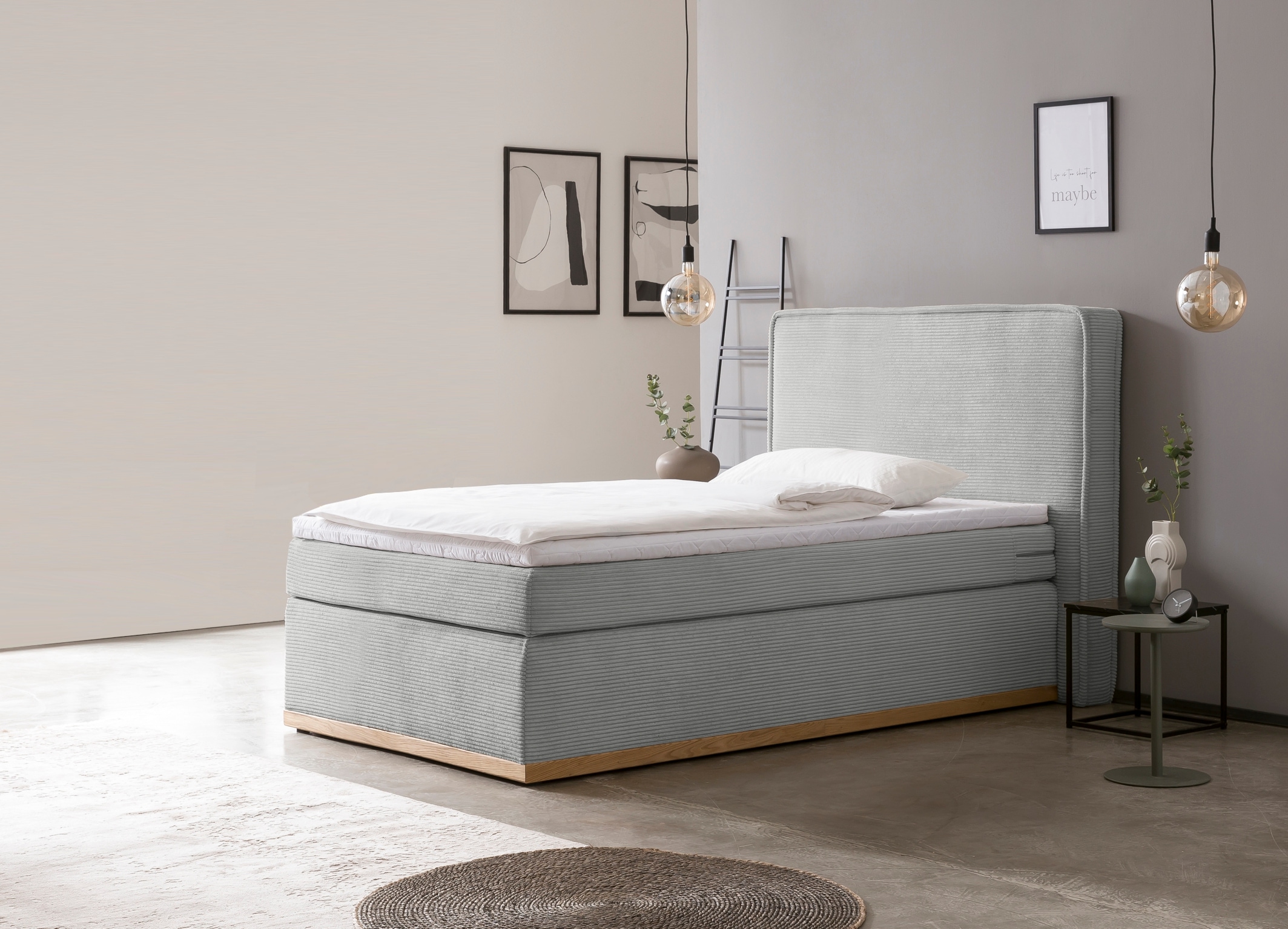 Home affaire Boxspringbett "SHERWOOD Cord Hotelbett, Polsterbett Premiumbet günstig online kaufen