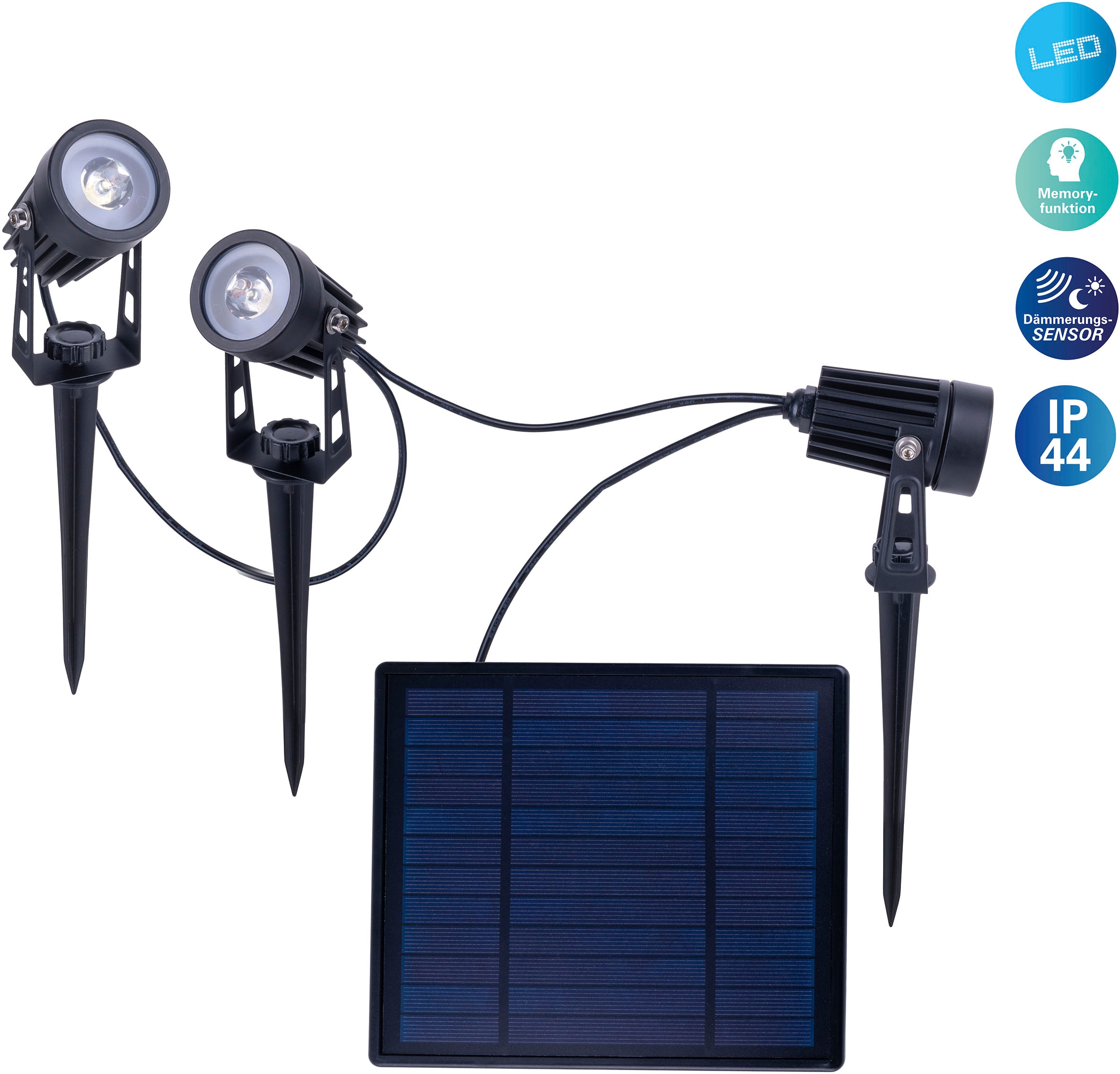 inkl. Solarspot 3 BAUR Solarpanel | flammig-flammig, 3er Solarleuchte »Spoti«, LED Zuleitung LED 6m bestellen näve Erdspieß mit