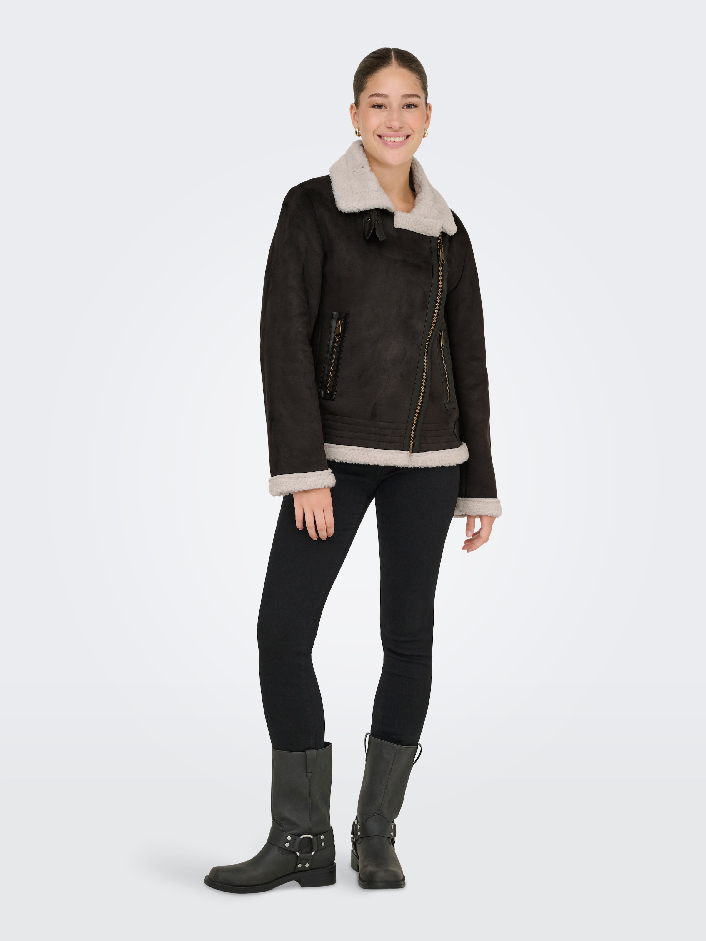 ONLY Lederimitatjacke »ONLNEWDIANA AVIATOR JACKET CC OTW«, ohne Kapuze