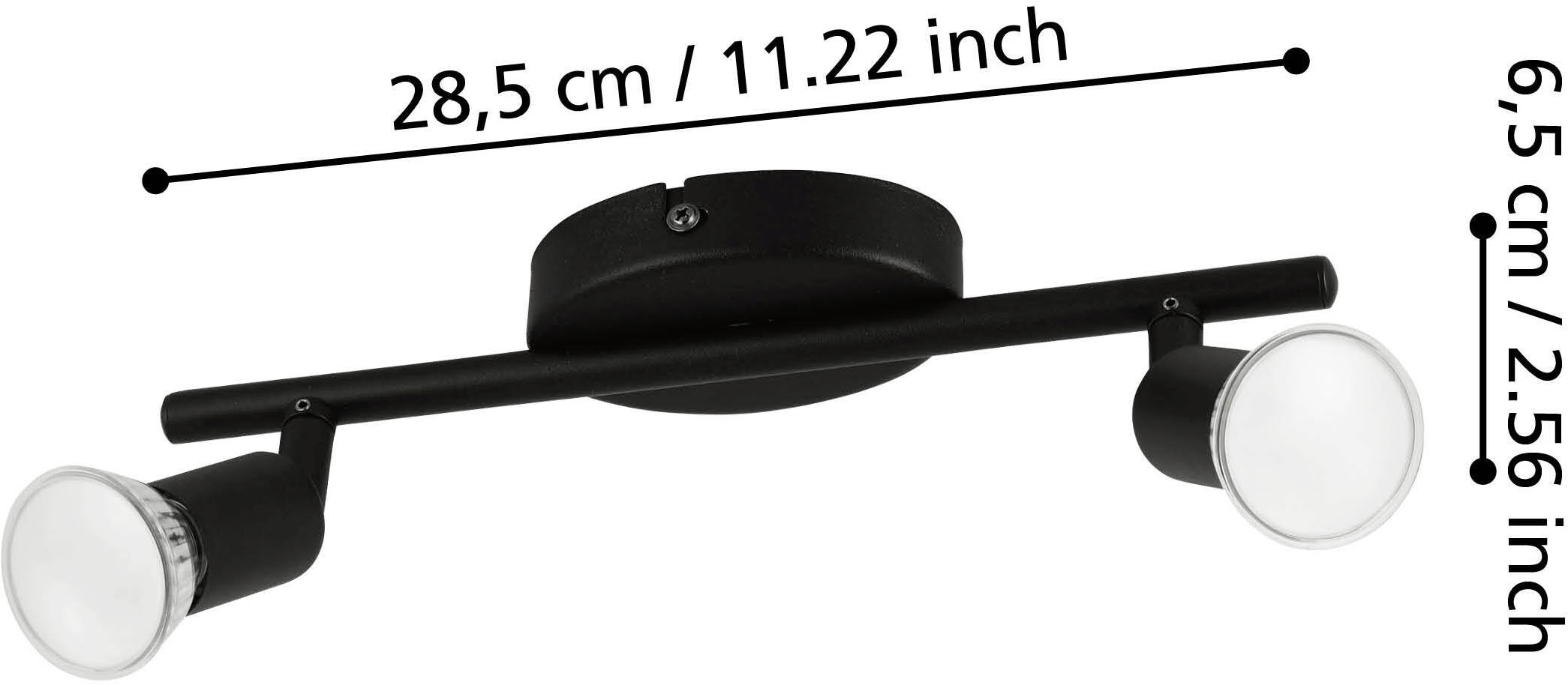 EGLO Deckenspot »BUZZ-LED Spotlampe - Stahl - GU10 - 2X2,8W - IP20« GU10 1 Stk. Wandleuchte, Wandspot, schwenkbar, Strahler, L28,5 x B6,5 cm