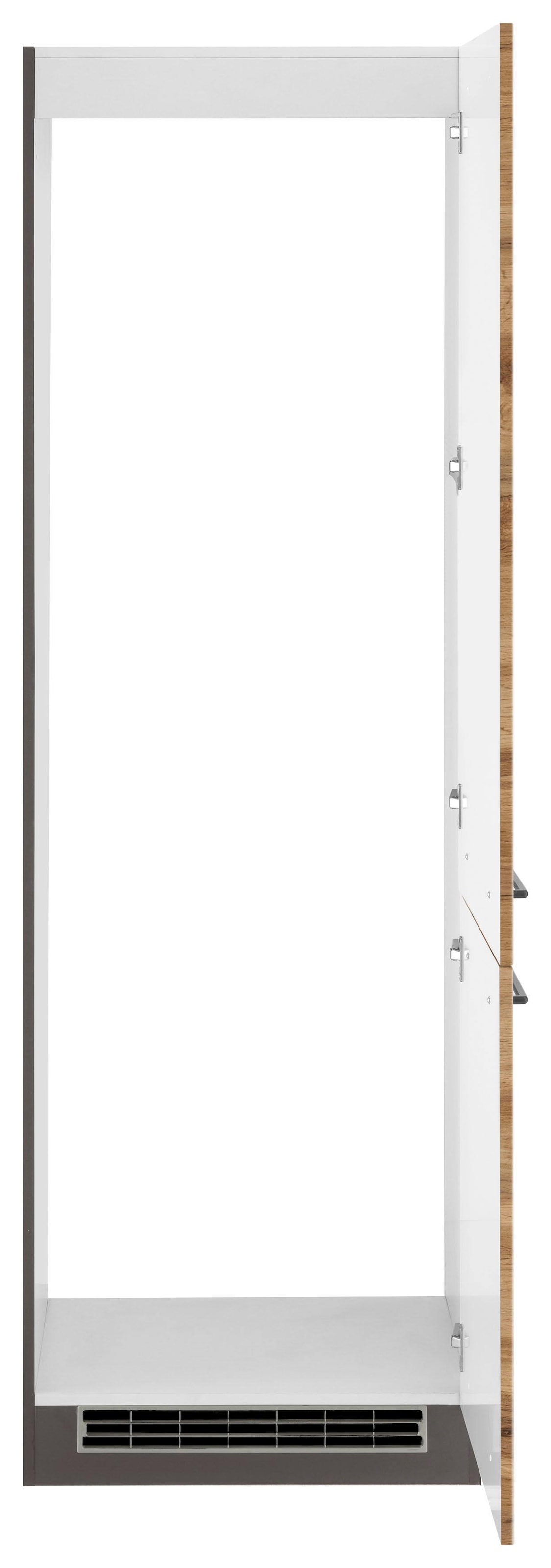 KOCHSTATION Kühlumbauschrank »KS-Tulsa«, 60 cm breit, 200 cm hoch, 2 Türen, schwarzer Metallgriff, MDF Front