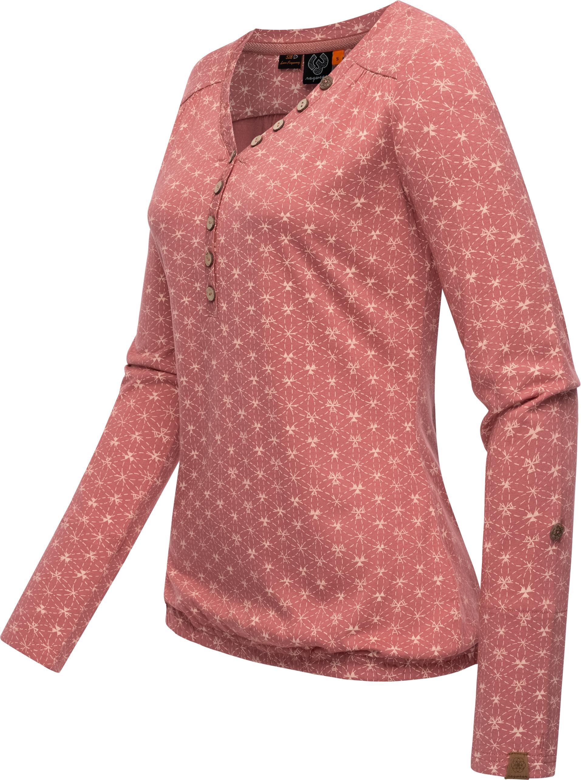 Ragwear Langarmshirt "Pinchi Print", Stylisches Damen Longsleeve mit Knöpfe günstig online kaufen