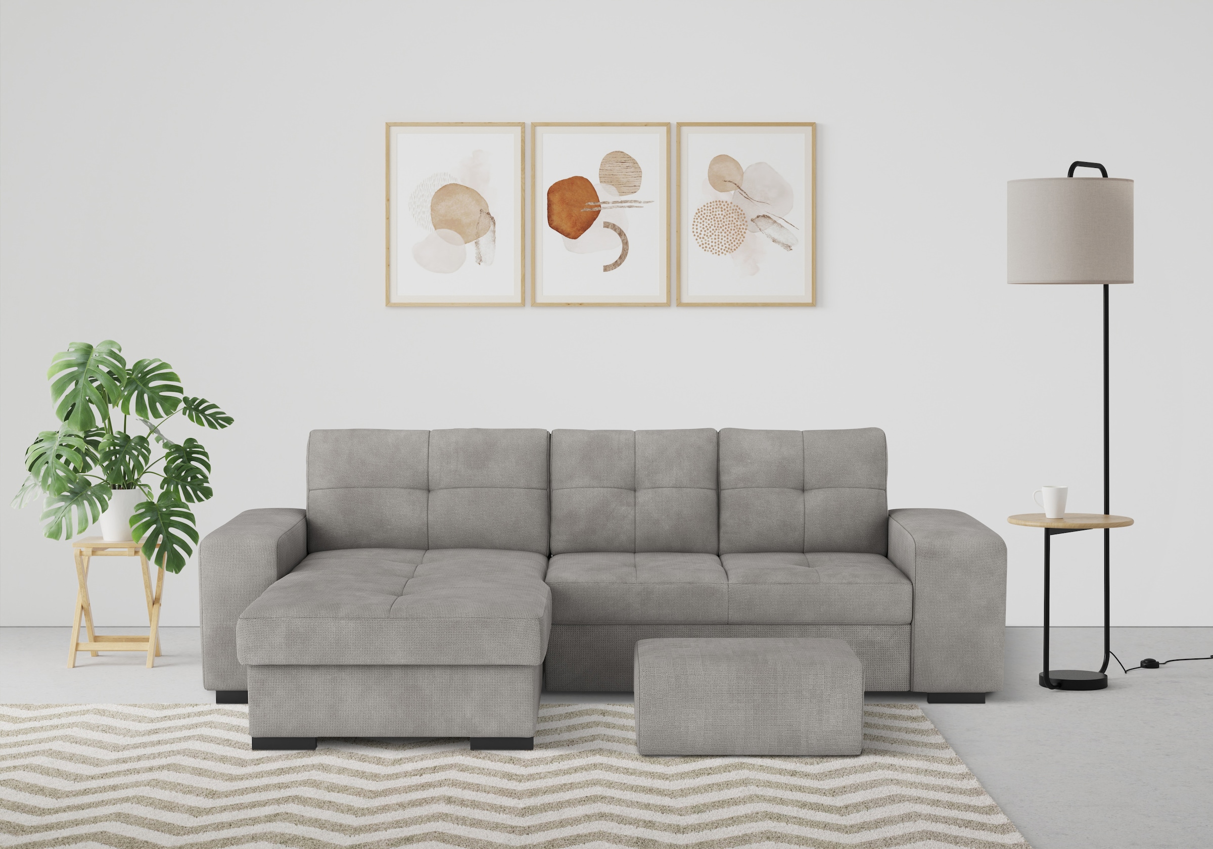 COTTA Ecksofa "Mattina L-Form", mit Hocker, wahlweise mit Bettfunktion & Be günstig online kaufen