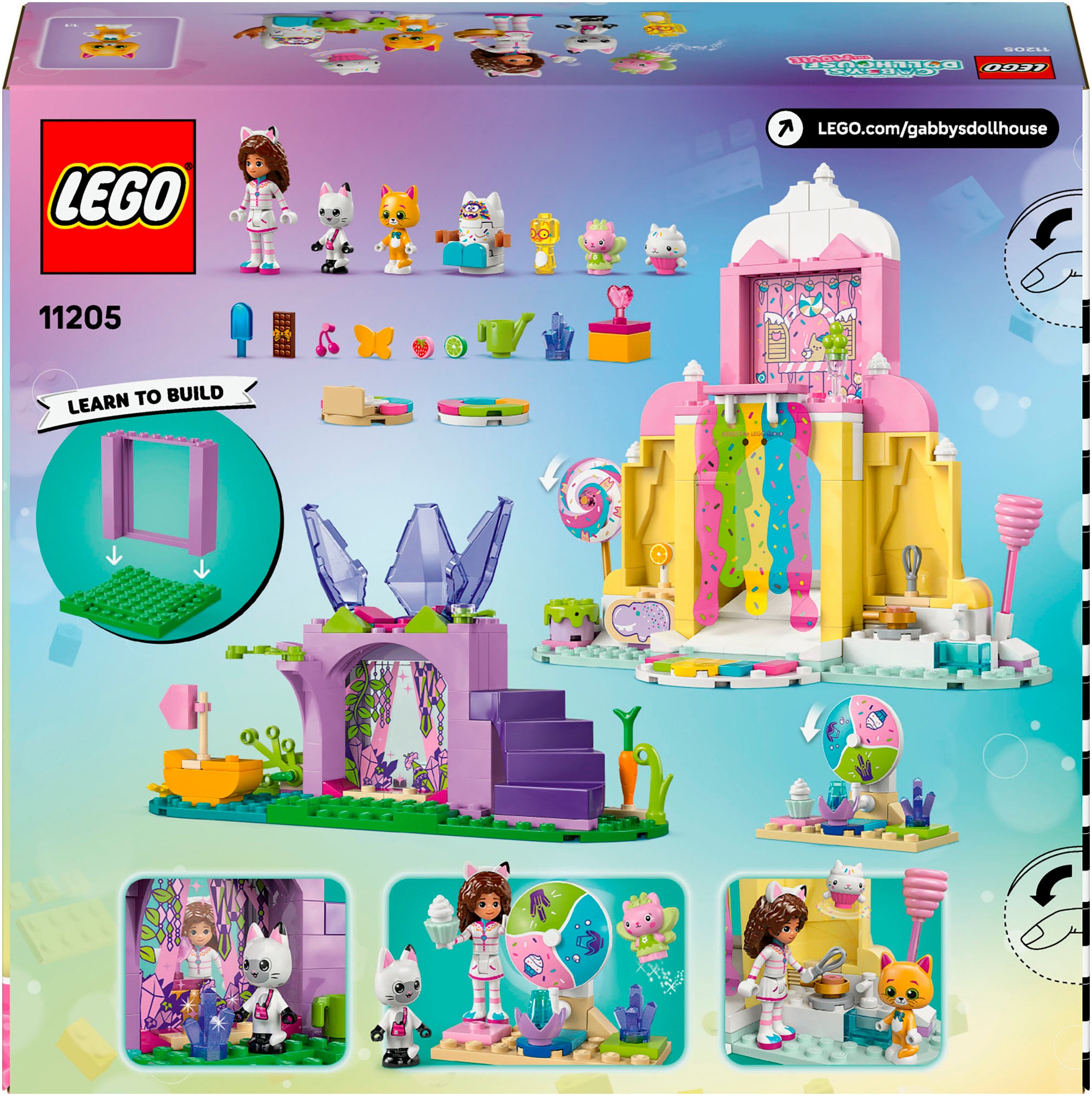 LEGO® Konstruktionsspielsteine »Zuckerguss-Gebirge und Kätzchen-Garten (11205), LEGO Gabby's Dollhouse«, (263 St.), Made in Europe