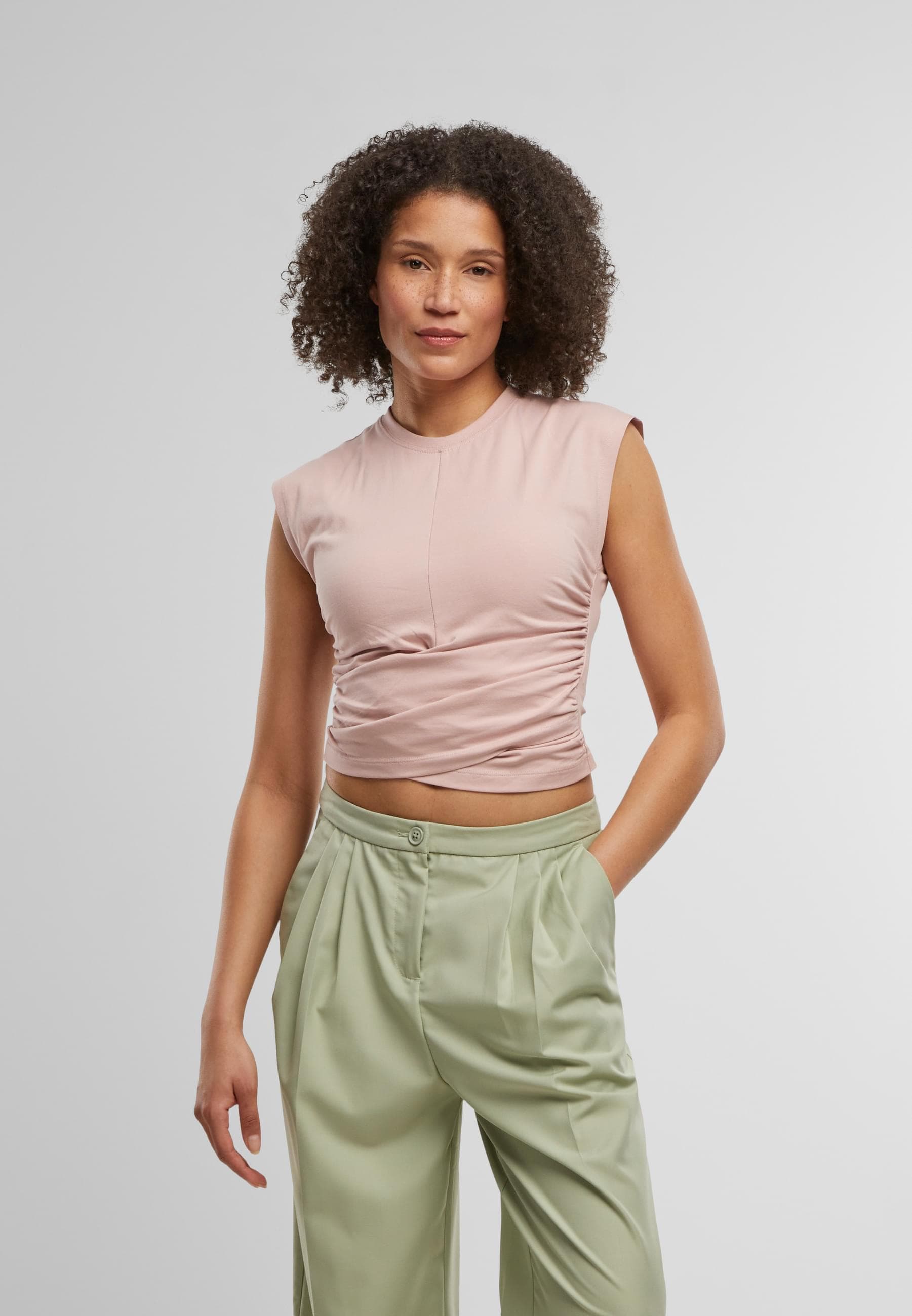 URBAN CLASSICS T-Shirt »Urban Classics Ladies Cropped Wrapped Top«, (1 tlg.)
