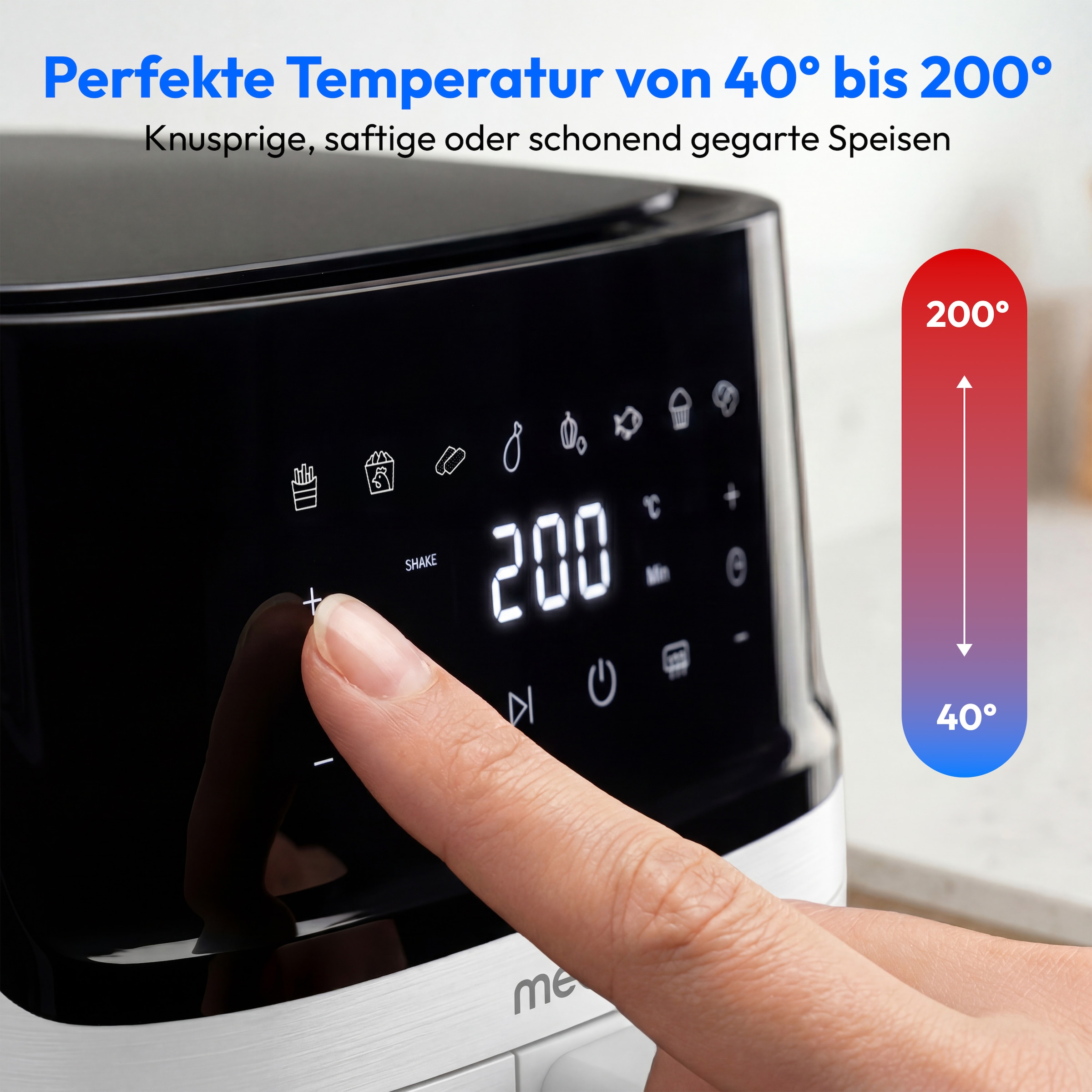 Medion® Heißluftfritteuse »MD 100056« 1650 W Großes 7,2 L Fassungsvermögen,PFAS‑frei