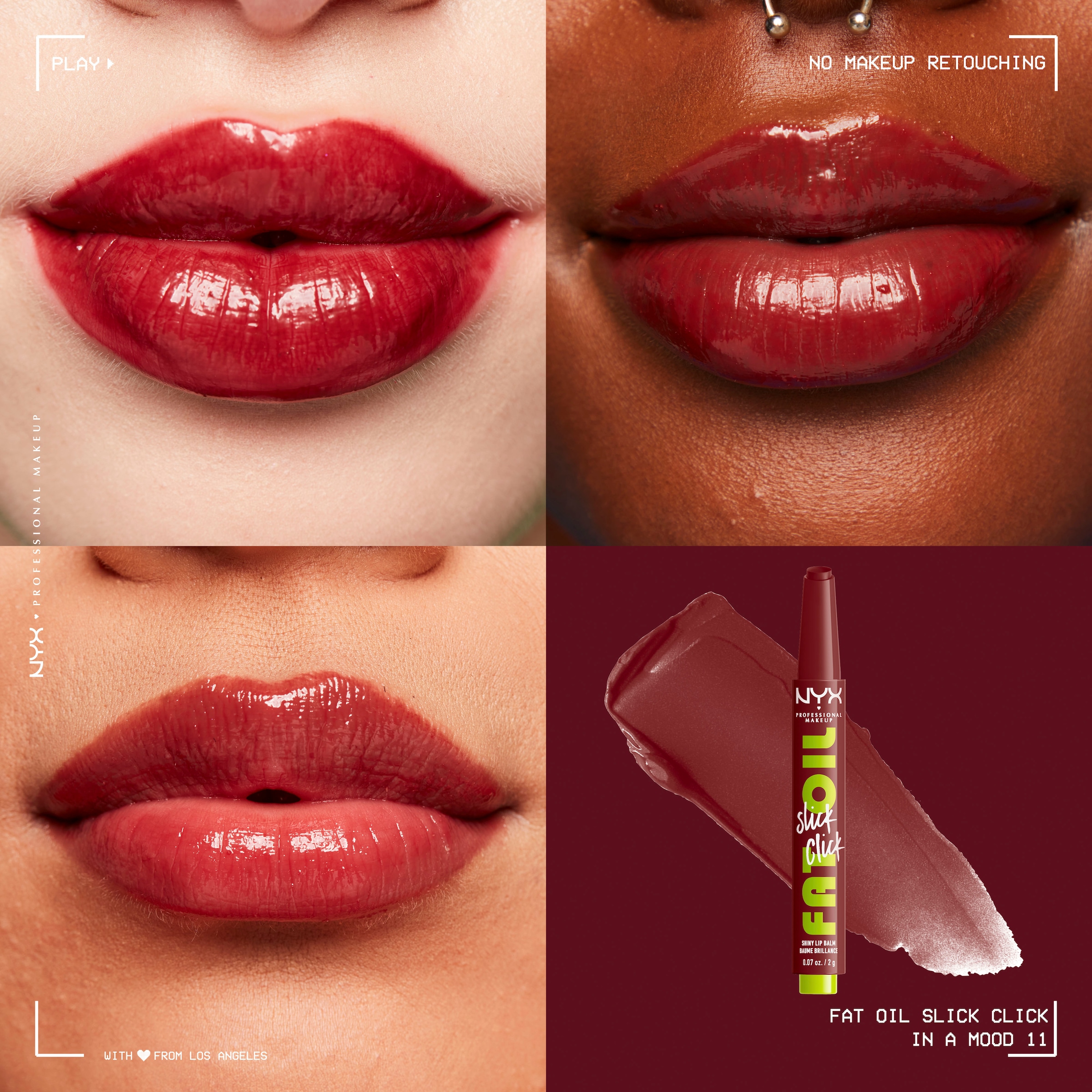 NYX Lippenstift »NYX Professional Makeup Fat Oil Slick Click In a Mood«, mit natürlichen Inhaltstoffen