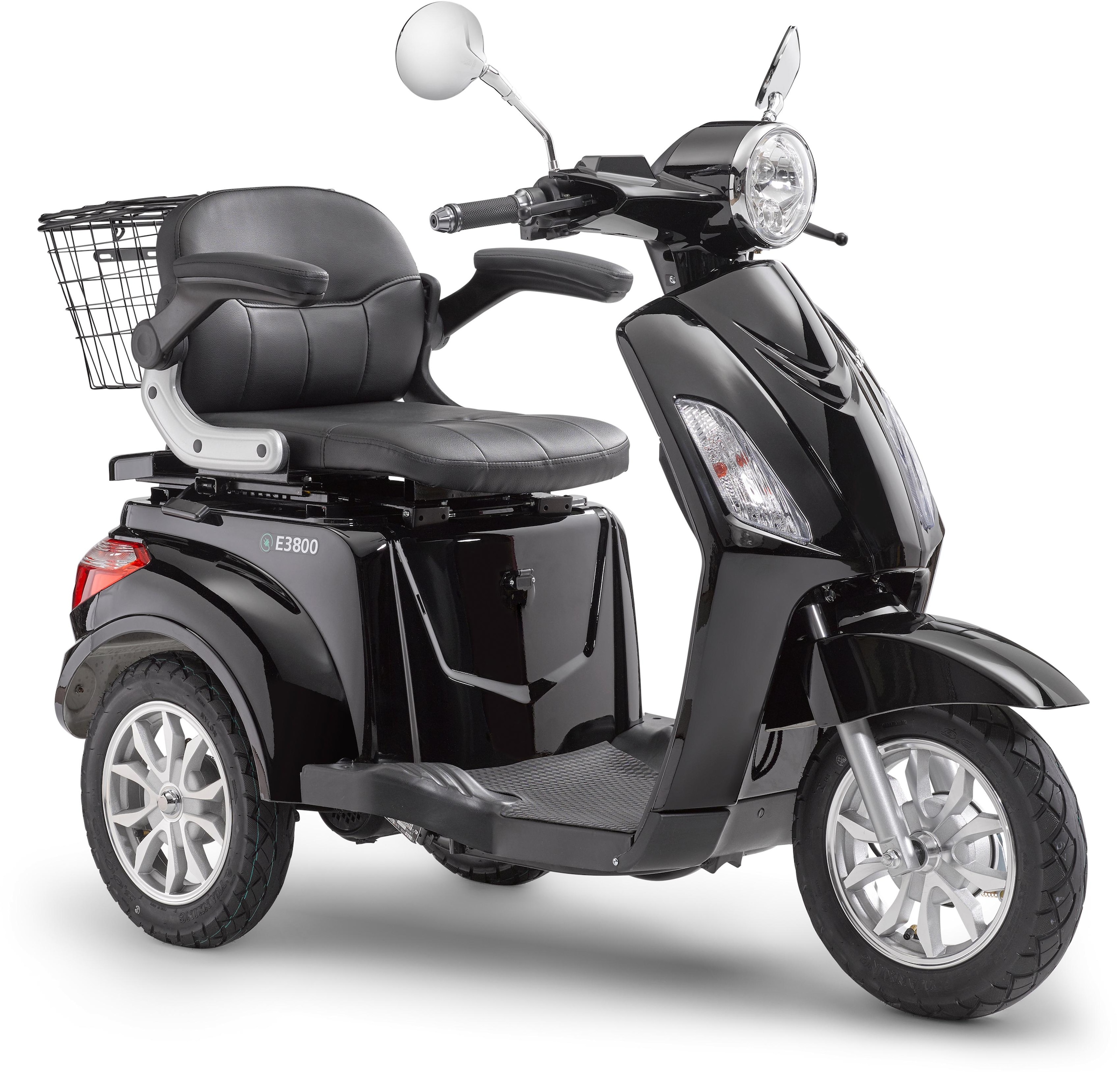 LUXXON Elektromobil "E3800", B:68cm H:111cm L:155cm, schwarz, Elektromobile, bis zu 65 km Reichweite, Elektro Dreirad, Seniorenmobil