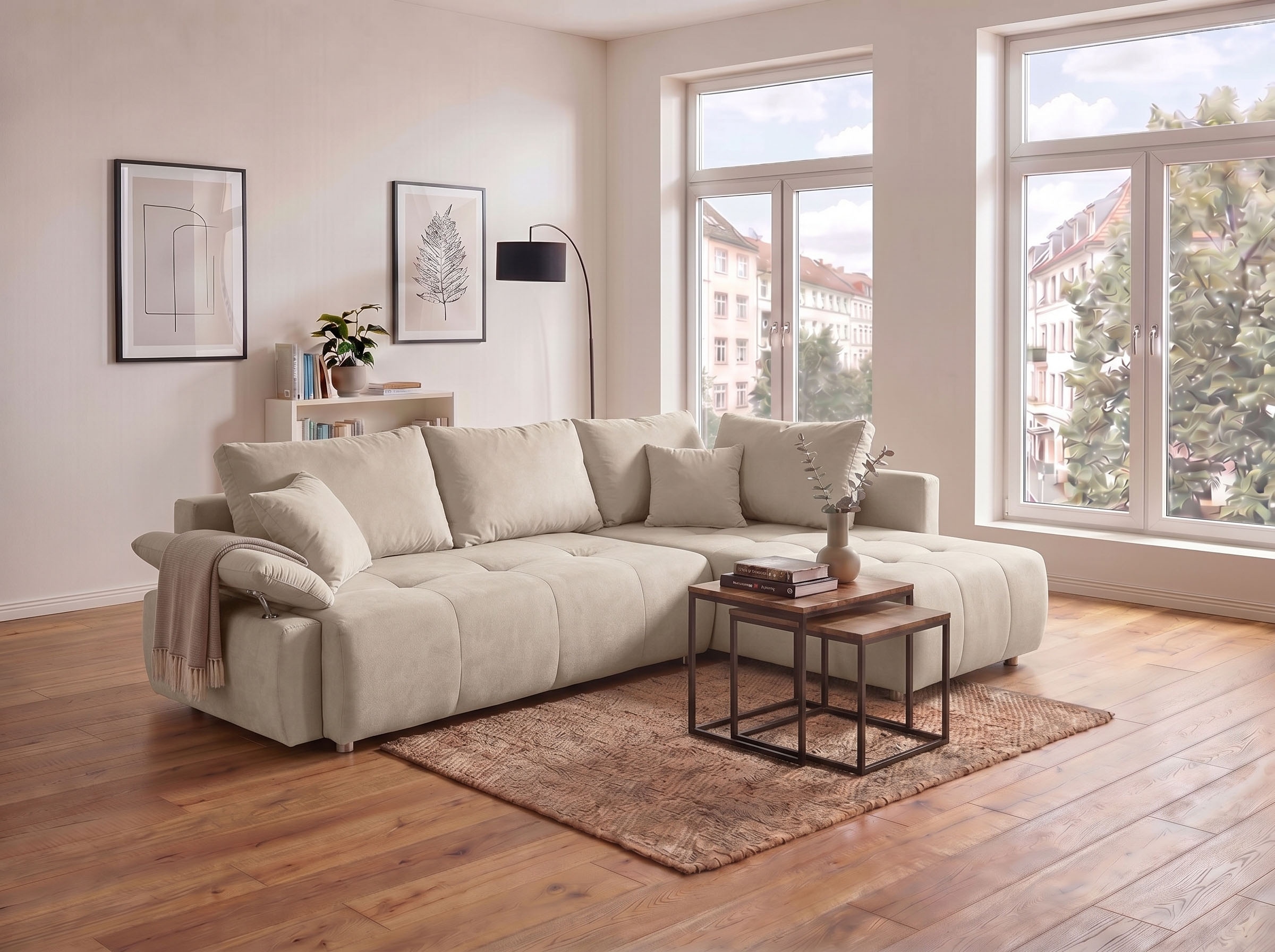 COLLECTION AB Ecksofa "Funtastic L-Form, B: 213 cm, Schlaffunktion, Bettkasten, auch in Cord" Armteilverstellung, Bonnellfederkern, frei stellbar