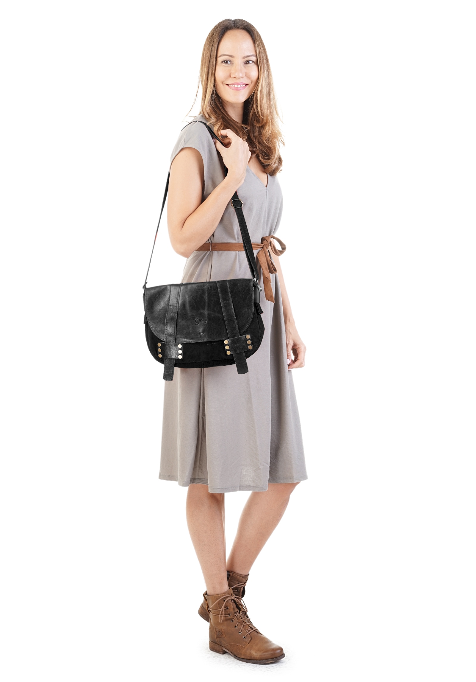 X-Zone Umhängetasche echt Leder, Made in Italy