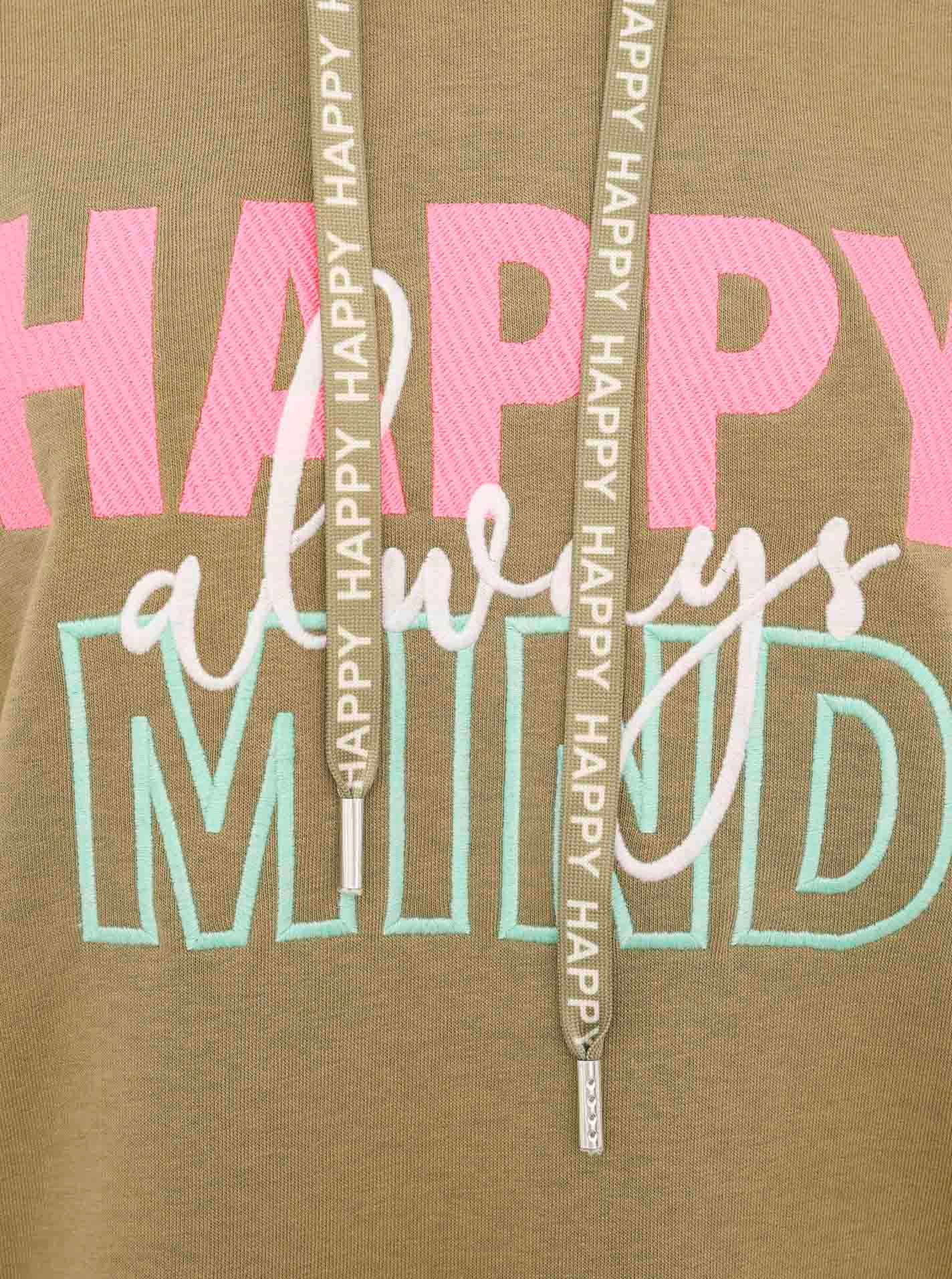 Zwillingsherz Sweatkleid »"Always Happy Mind"«, mit Kapuze und fröhlicher Botschaft, neon Armbündchen