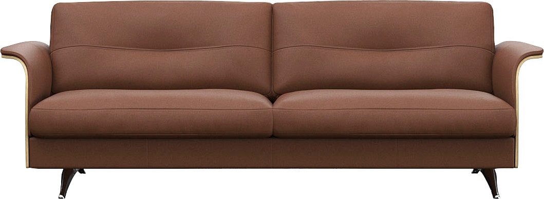 FLEXLUX 3-Sitzer "Glow Designsofa, bequem und komfortabel durch hochwertigen Sitzaufbau" Skandinavisches Design, hochwertige Verarbeitung, Armlehne walnuss