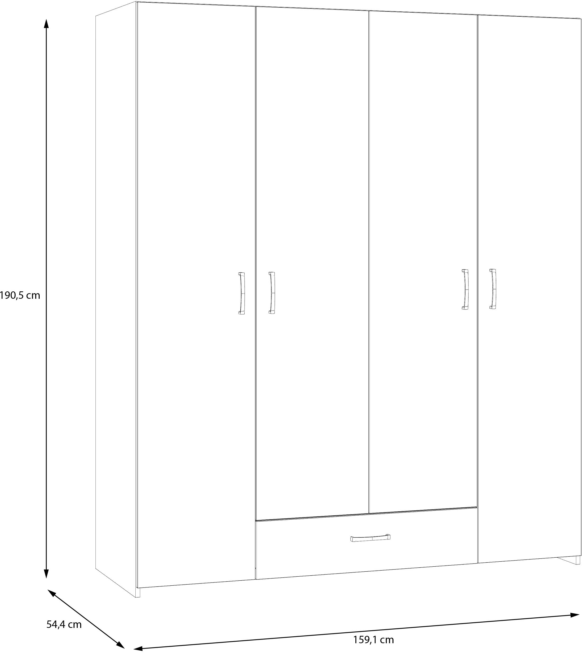 FORTE Drehtürenschrank »Econobox«, Drehtürenschrank, zeitloses Design mit alufarbigen Griffen.