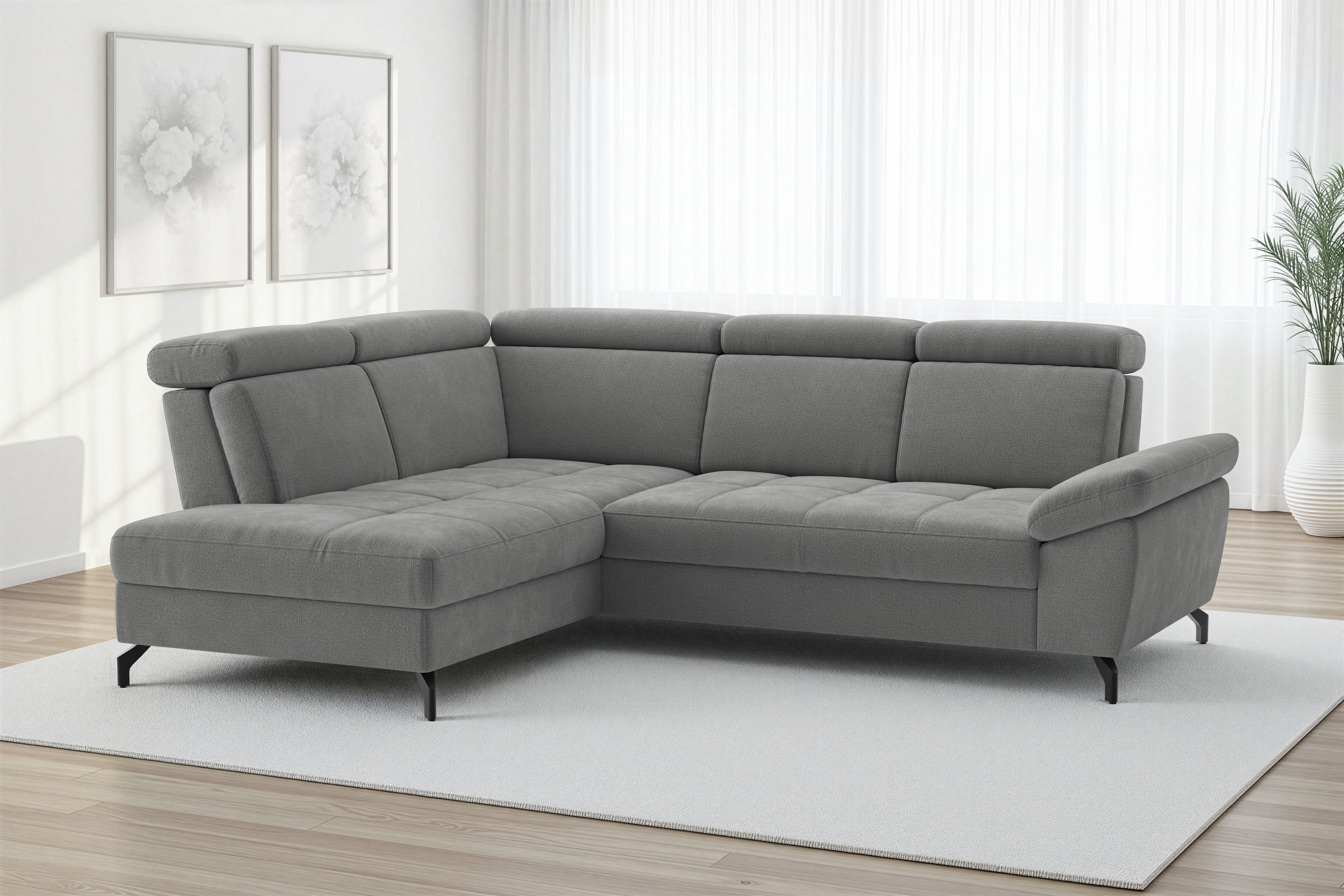 sit&more Ecksofa "Vanity; L-Form, B. 254 cm" Inkl.Sitz-,Kopf-und Armteilverstellung