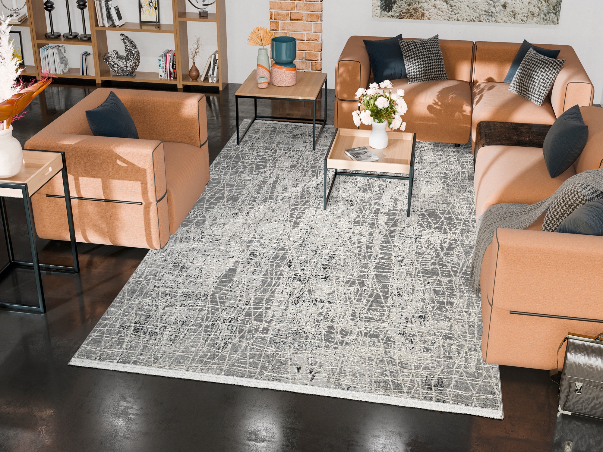 OCI DIE TEPPICHMARKE 1100000002199 "MILA THREAD" rechteckig 8 mm Höhe Design Kurzflor Teppich, hochwertig gewebt, mit feinen Fransen