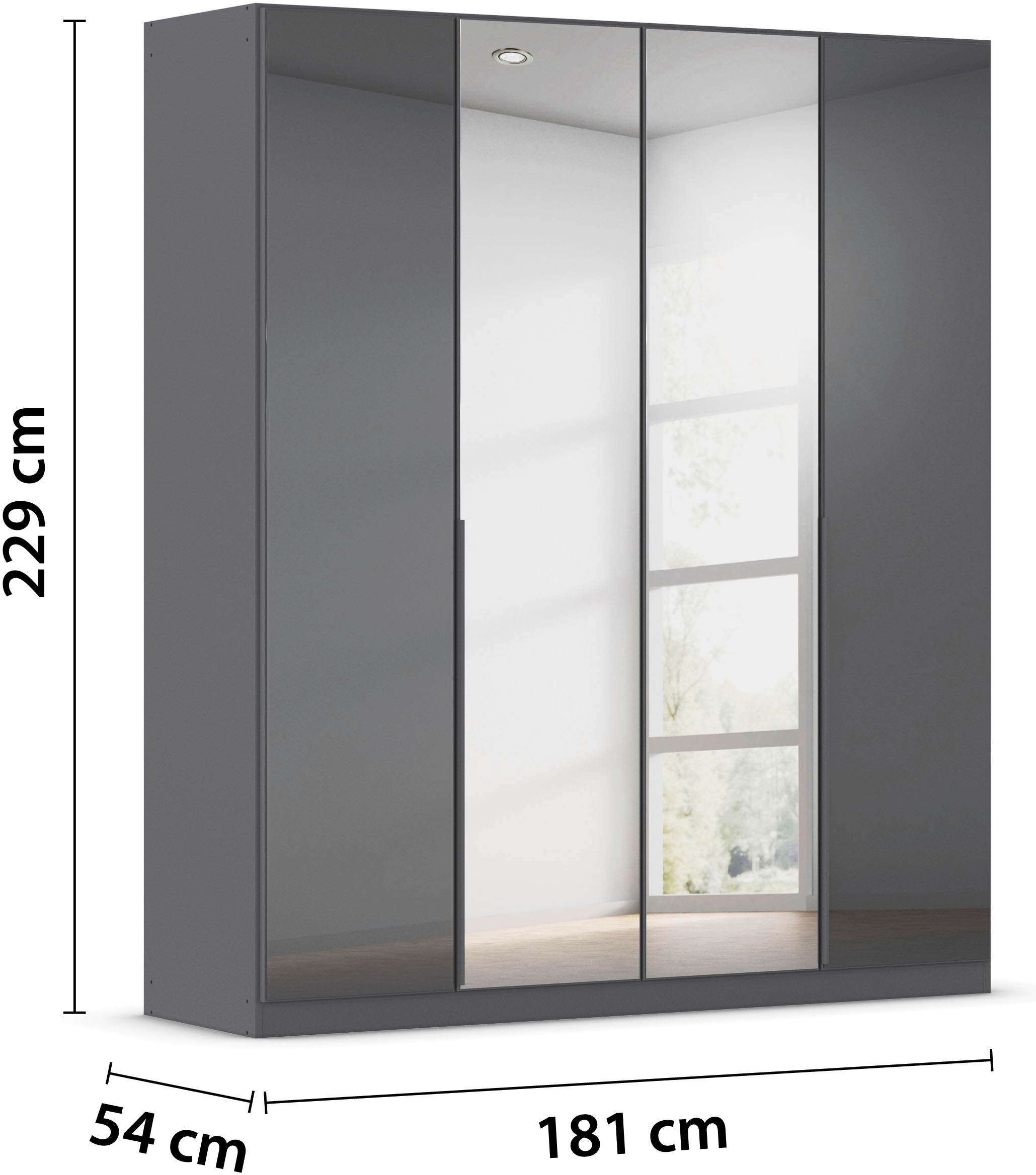rauch Drehtürenschrank »Kleiderschrank Kleiderschränke Schrank Garderobe AGORDO mit Glasfront«, (in zwei Griff-Farben), durchdachte Innenausstattung, in 6 Breiten und 2 Höhen MADE IN GERMANY