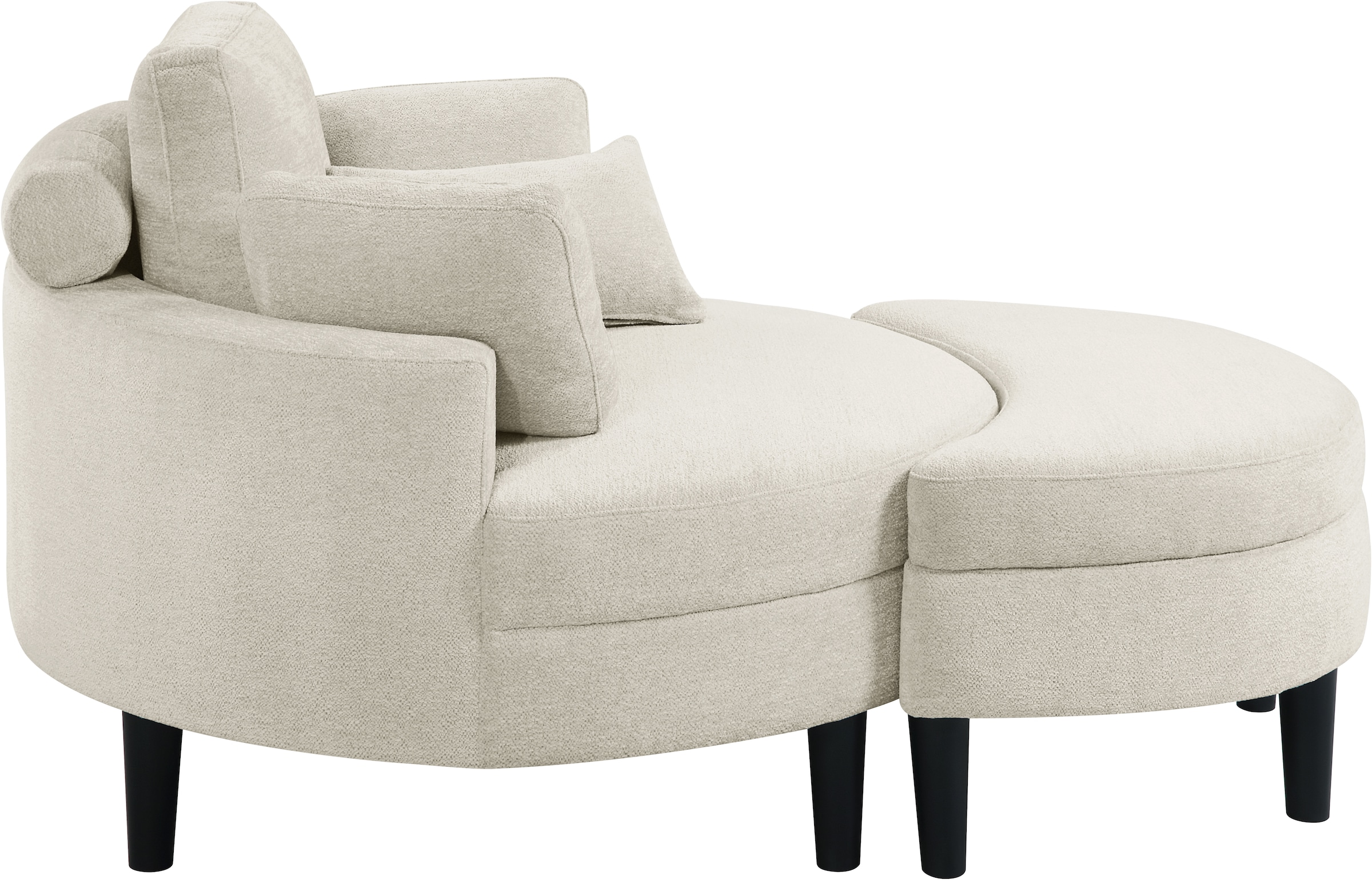 ATLANTIC home collection Loveseat »Ravi«, XXL- Sessel, inklusive Stauraumhocker, Rückenkissen & drei Zierkissen