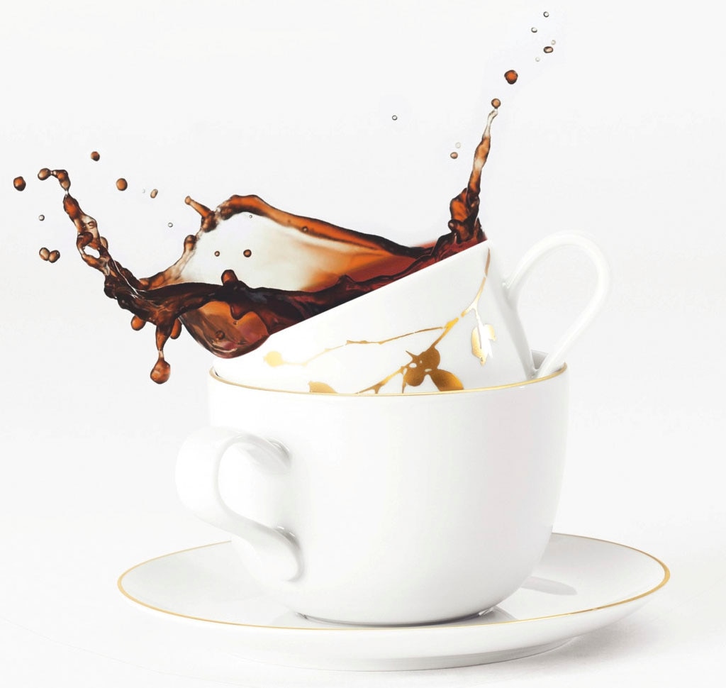 Seltmann Weiden Kaffeeservice »Geschirr-Set, Service Liberty Goldrand«, (Set, 18 tlg., 6x Kaffeeobertasse, 6x Kombi-Untertasse groß, 6x Frühstücksteller rund), Teller Set, Tassen, gold, Made in Germany, 18 Teile, für 6 Personen