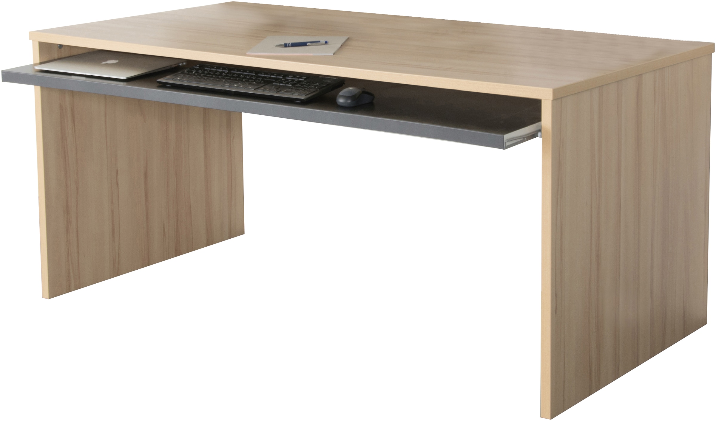 VOGL Möbelfabrik Schreibtisch »Barrie mit 2-farbigem Tastaturauszug«, in 2 Breiten, 2,5 cm Tischplattenstärke, Made in Germany