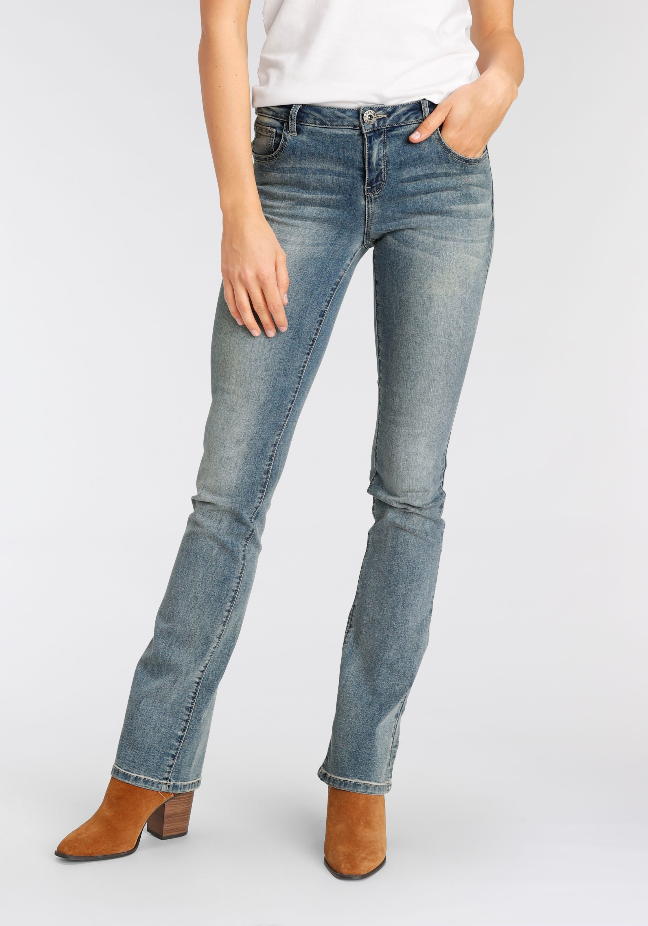 Arizona | mit »Ultra Bootcut-Jeans BAUR Shapingnähten kaufen High für Waist Stretch«,