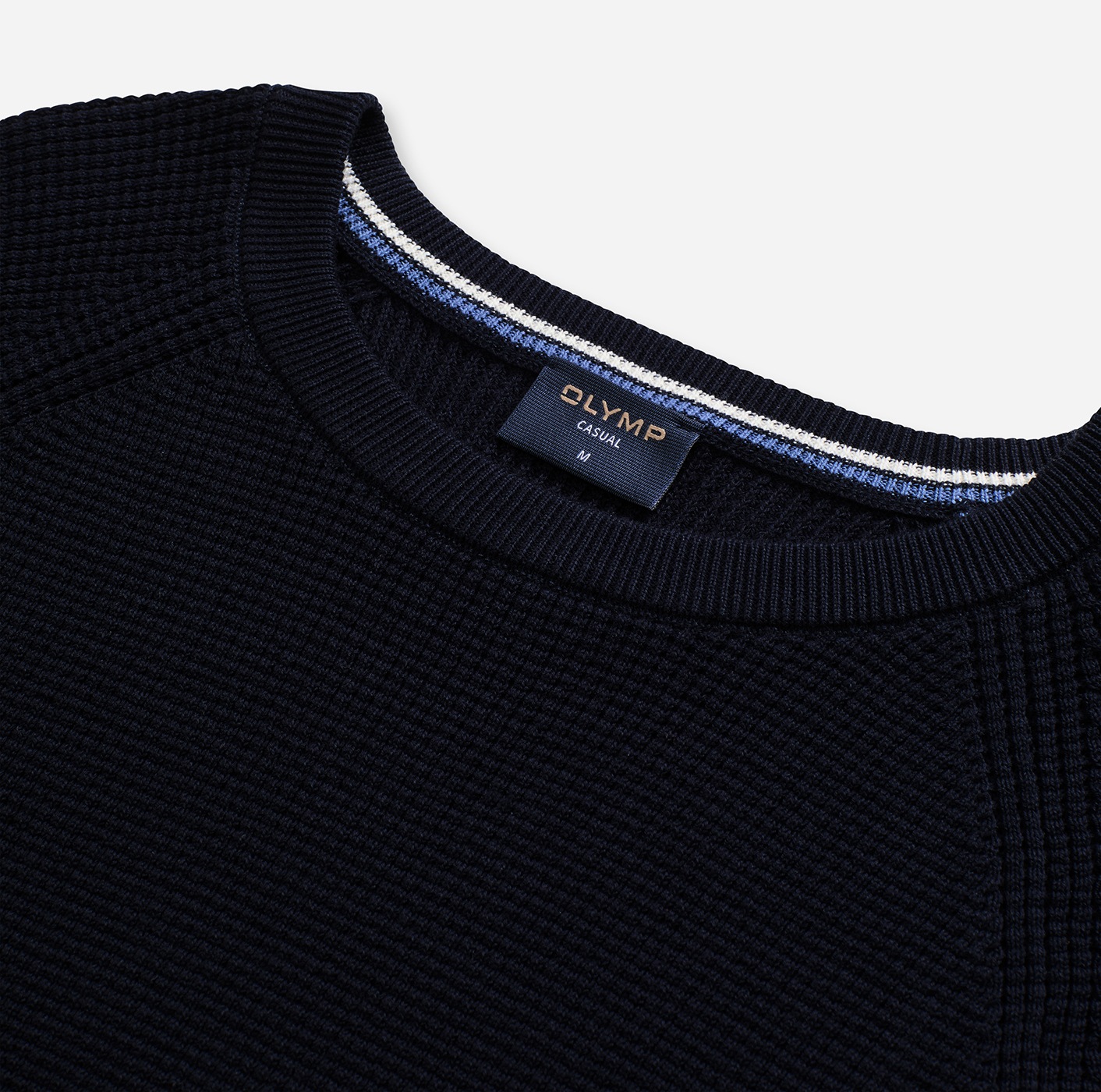OLYMP Rundhalspullover "Waffle Structure", Rundhals, casual, unifarben, reg günstig online kaufen