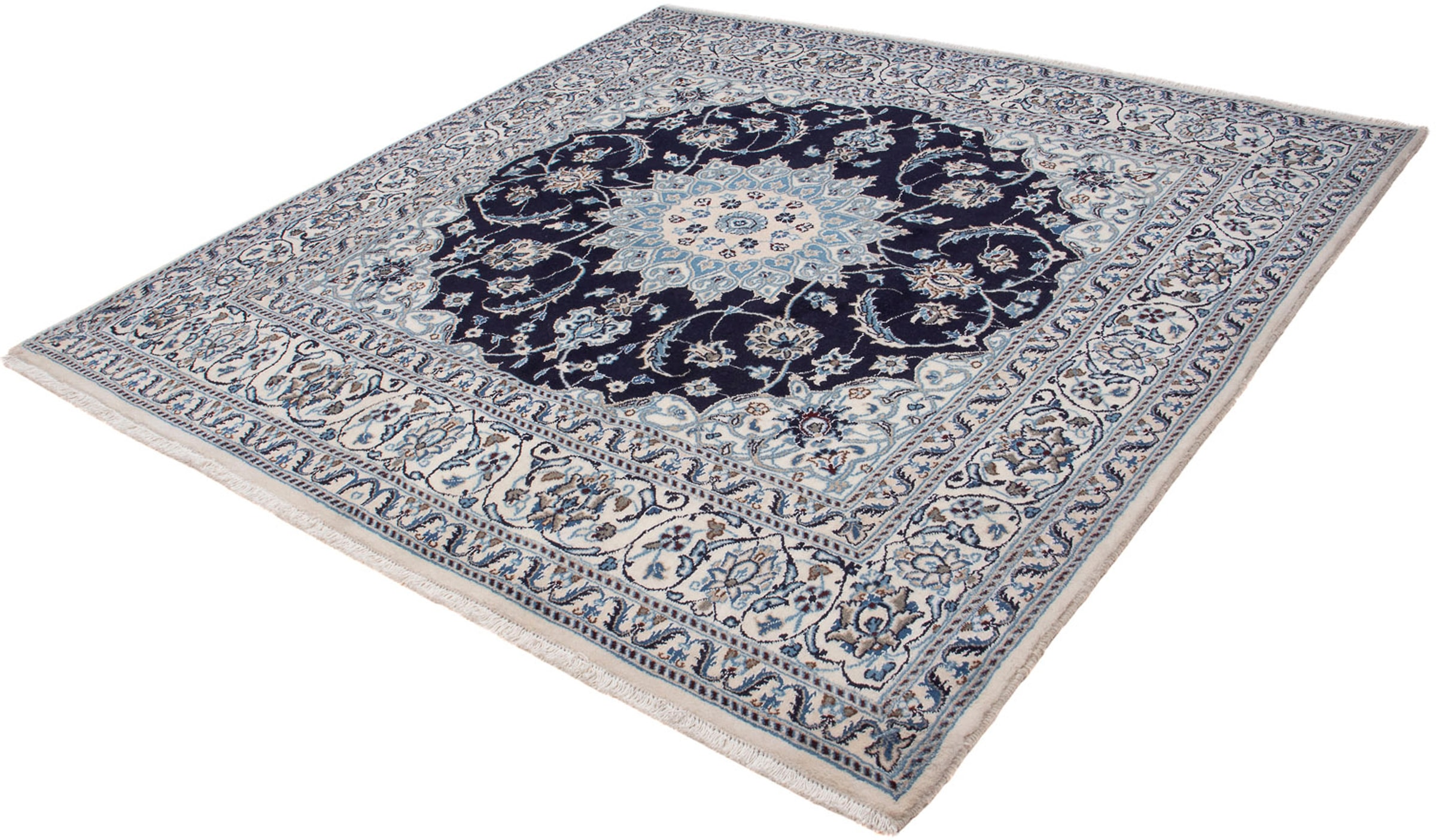 morgenland Orientteppich "Perser - Nain quadratisch - 200 x 196 cm - dunkelblau", quadratisch, 10 mm Höhe, Wohnzimmer, H