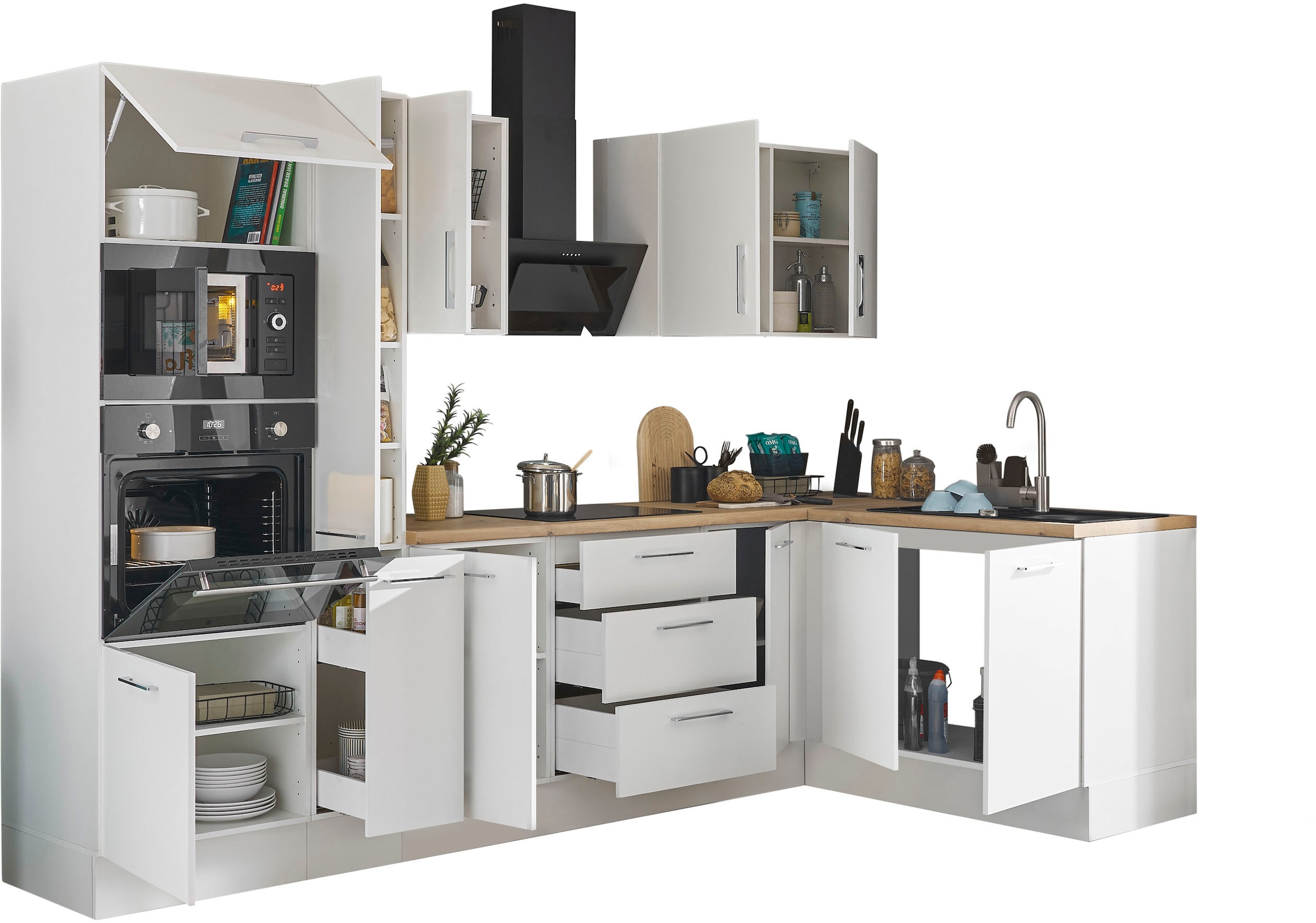 BASIC by Balculina Winkelküche »Turin«, Stellbreite 300x175 cm, wahlweise mit E-Geräten