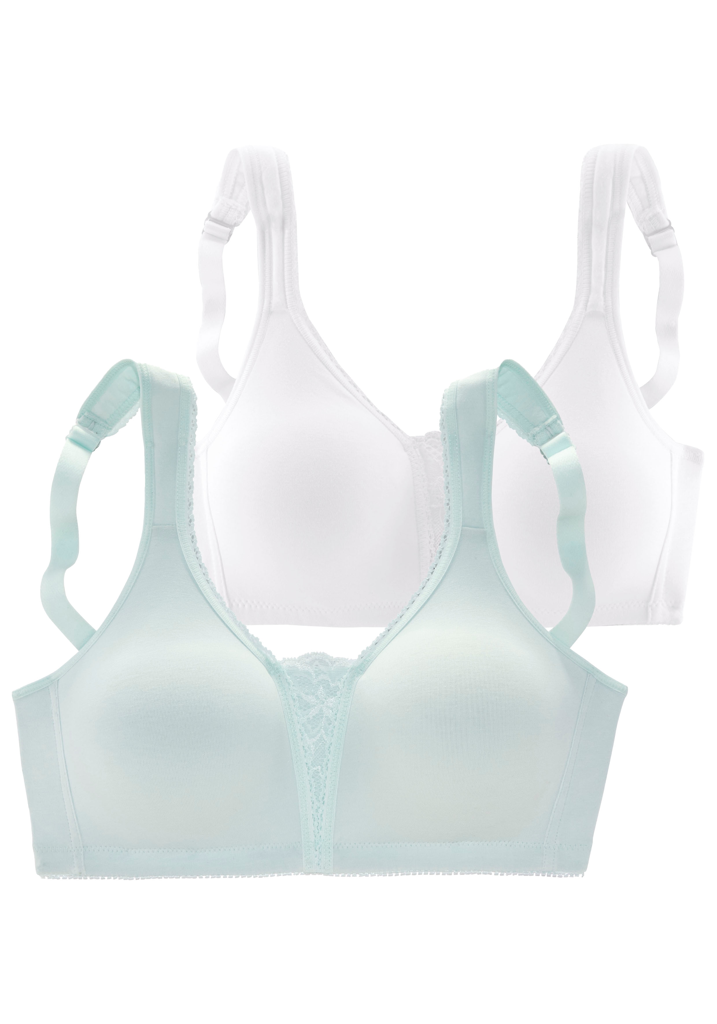 petite fleur by Lascana Soft-BH Packung, ohne Bügel, Baumwolle mit Spitzen-Details, große Größen, bequemer BH