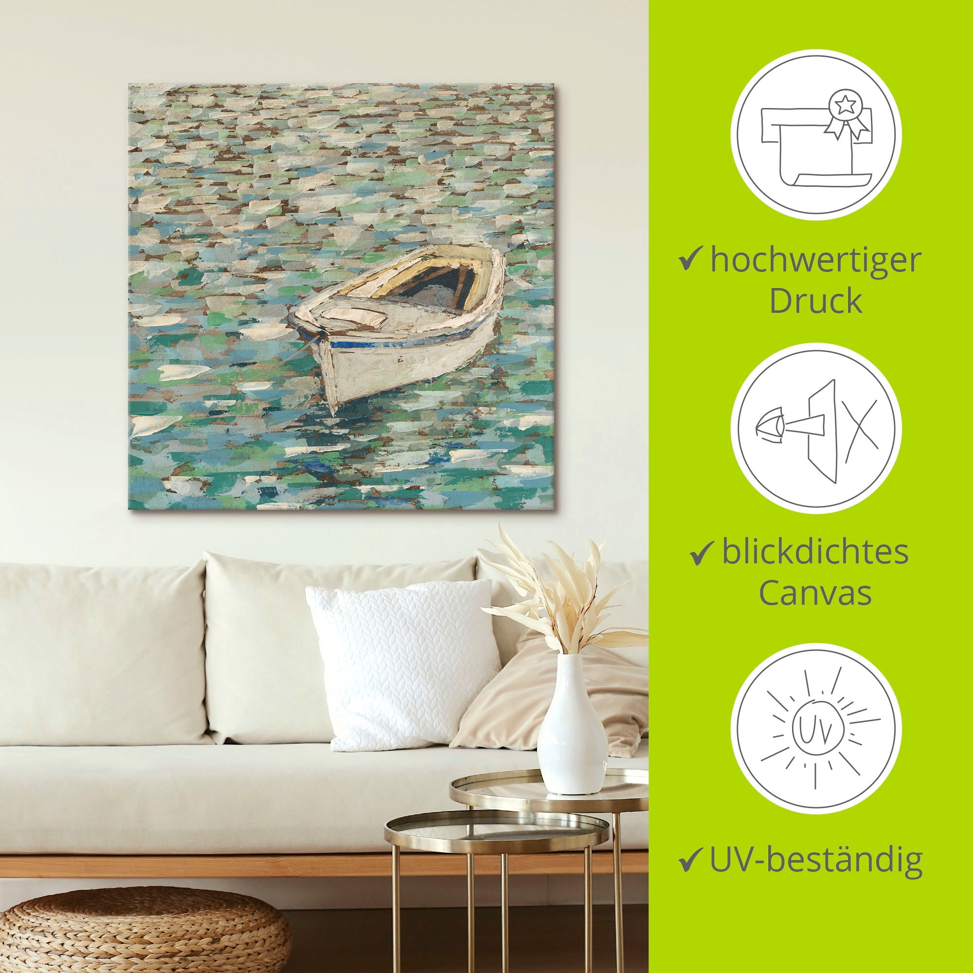 Artland Leinwandbild »Auf dem Teich II«, Boote & Schiffe, (1 St.), auf Keilrahmen gespannt