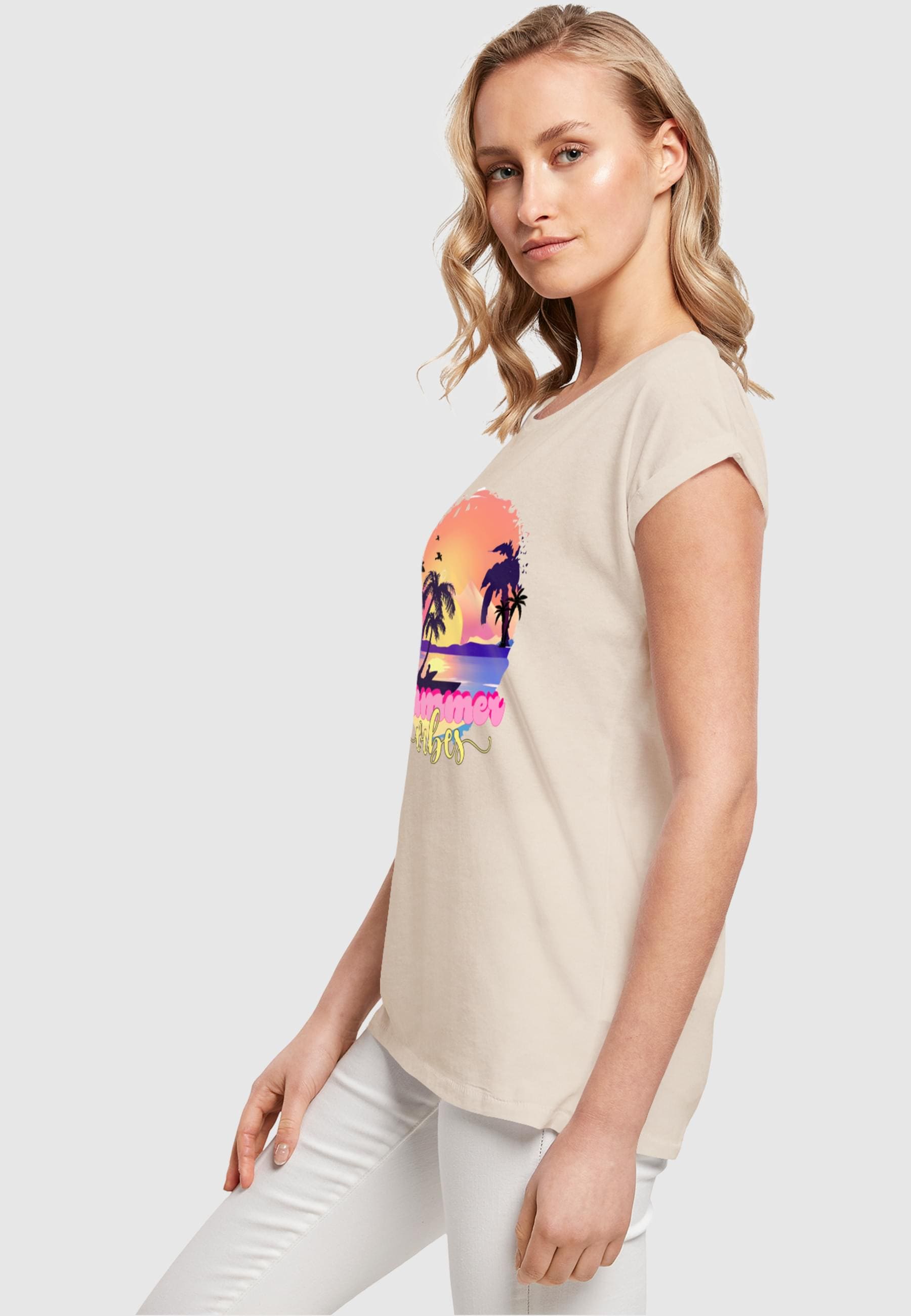 Merchcode T-Shirt »Merchcode Damen Ladies Summer Vibes Sunset Extended Shoulder Tee«, (1 tlg.)