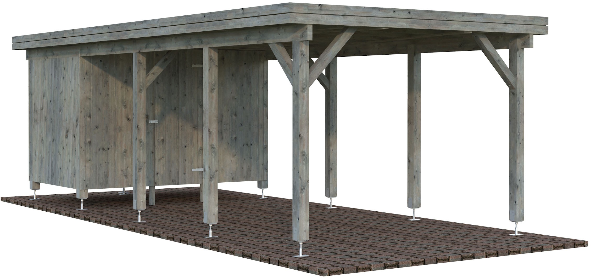 Palmako Einzelcarport »Karl mit Geräteraum« Massivholz 291 cm grau