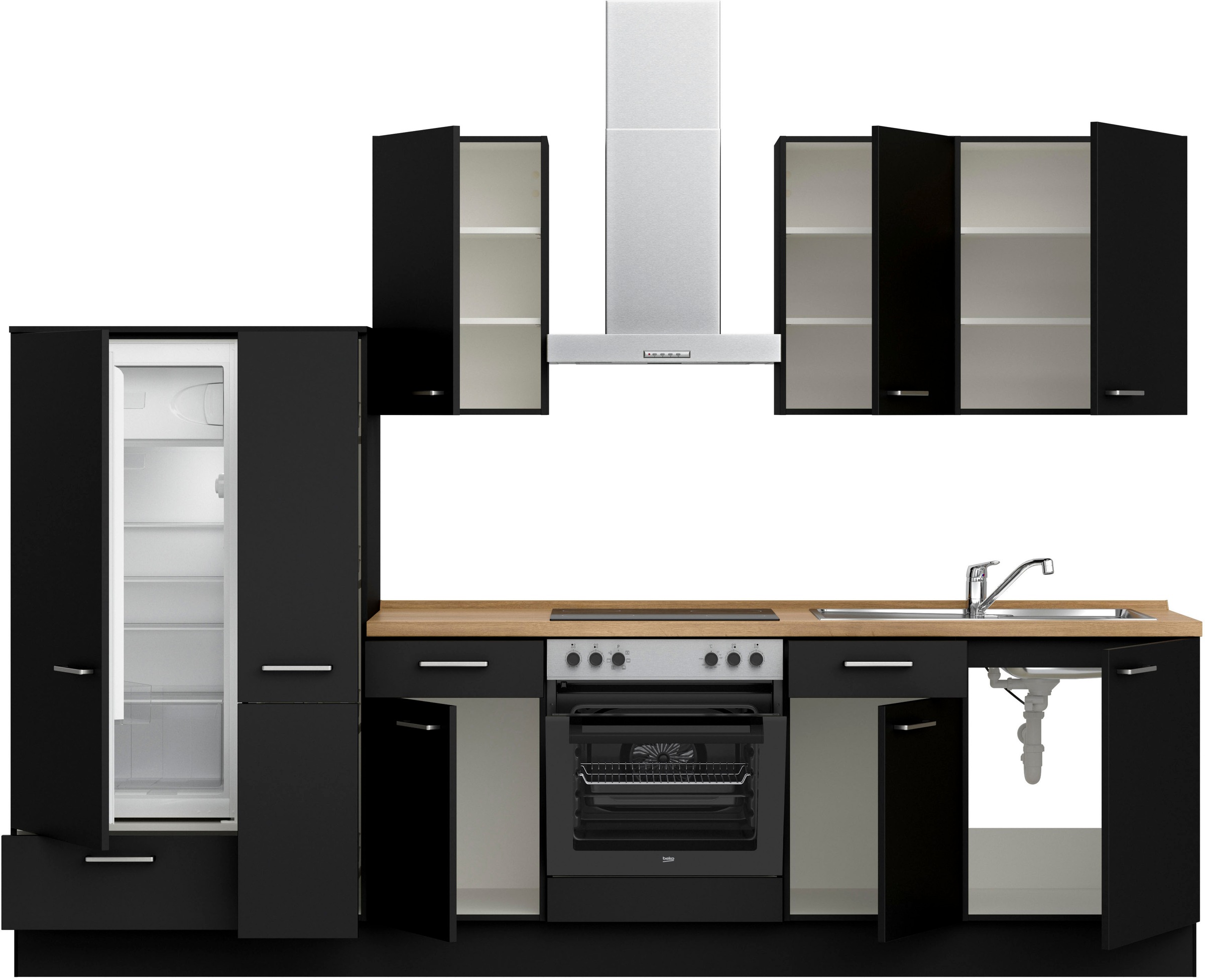nobilia® Küchenzeile »"Touch I"«, vormontiert, Ausrichtung wählbar, Breite 300 cm, wahlw. mit E-Geräten