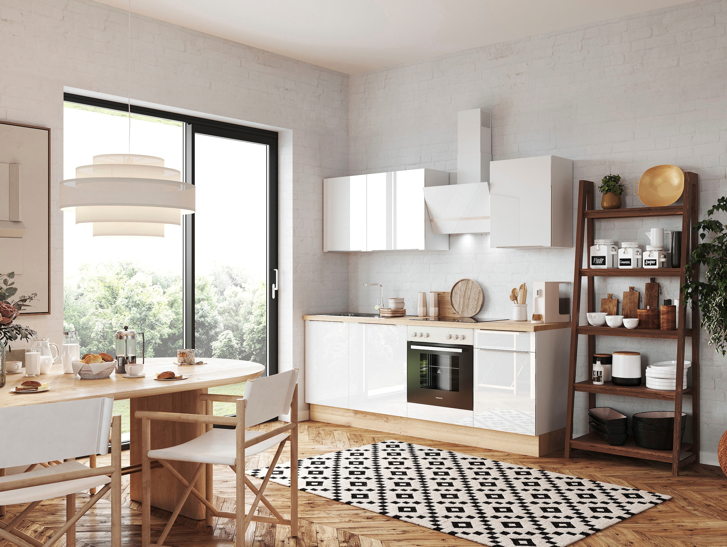 RESPEKTA Küchenzeile »Safado aus der Serie Marleen«, Breite 220 cm, hochwertige Ausstattung wie Soft Close Funktion