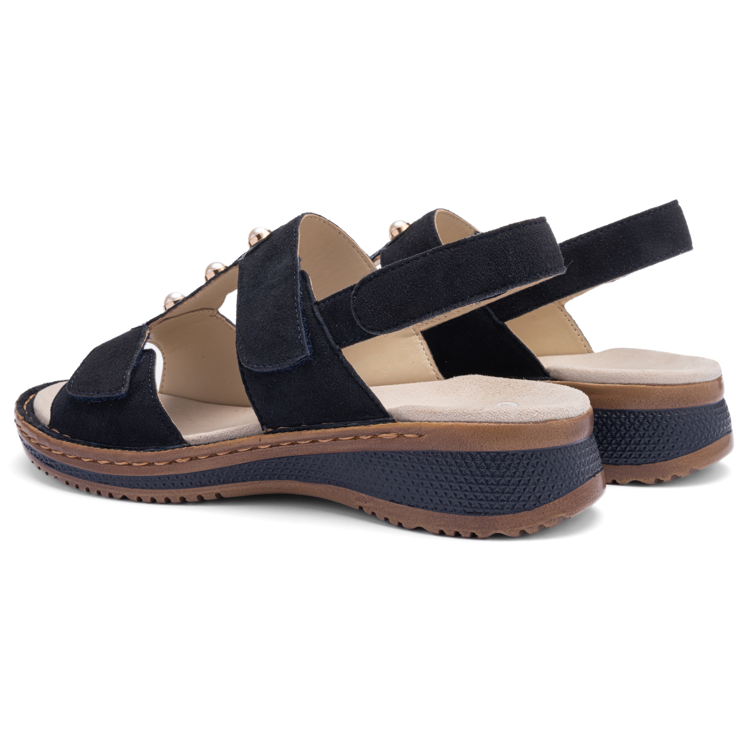 Riemchensandale ARA "HAWAII", Damen, Gr. 41, nachtblau, Ziegenveloursleder, unifarben, Schuhe Riemchensandale, Keilabsatz, Sommerschuh, Bequemschuh in Weite G (= weit) 3