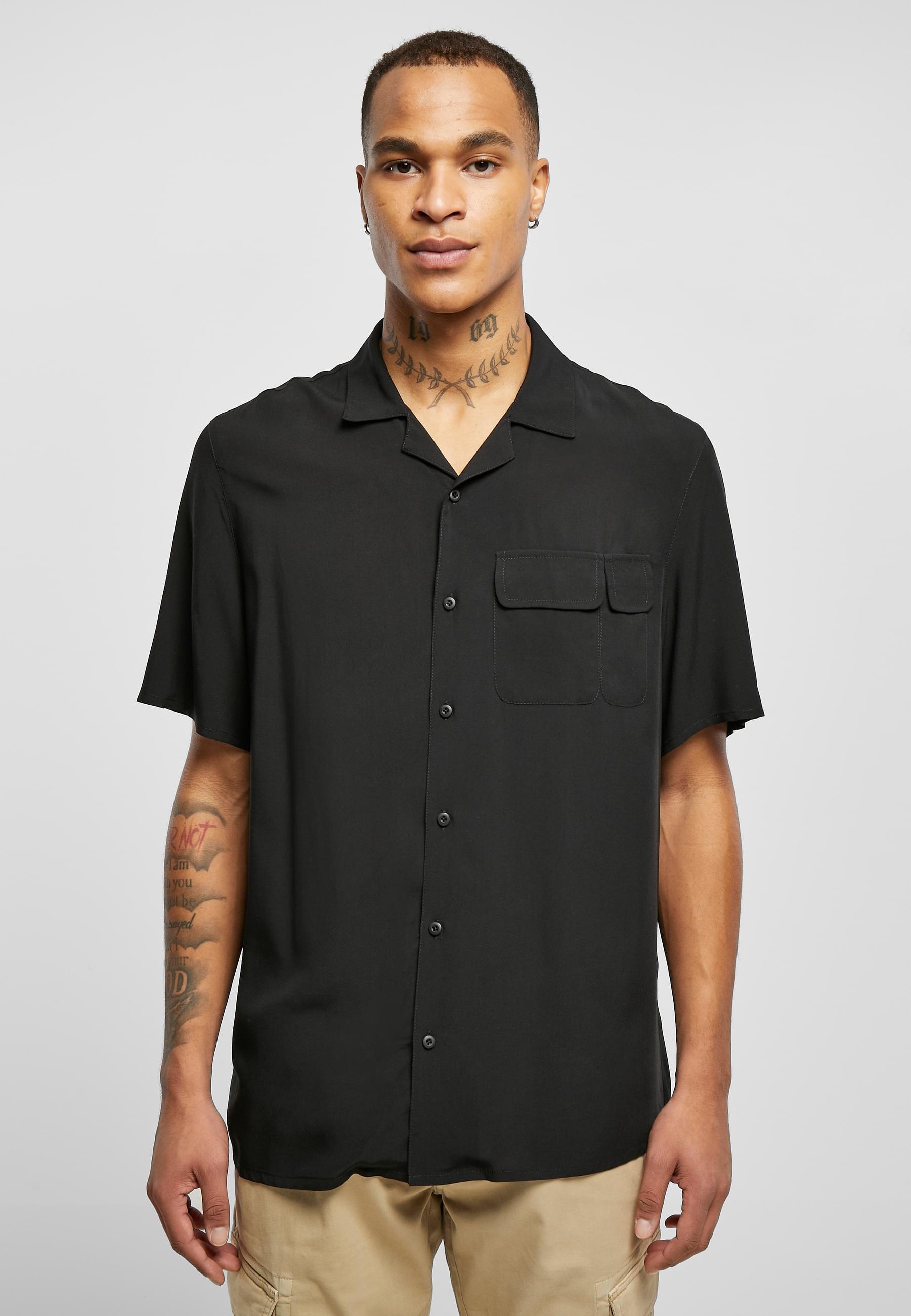 URBAN CLASSICS Langarmhemd »Urban Classics Herren Viscose Camp Shirt«, (1 tlg.)