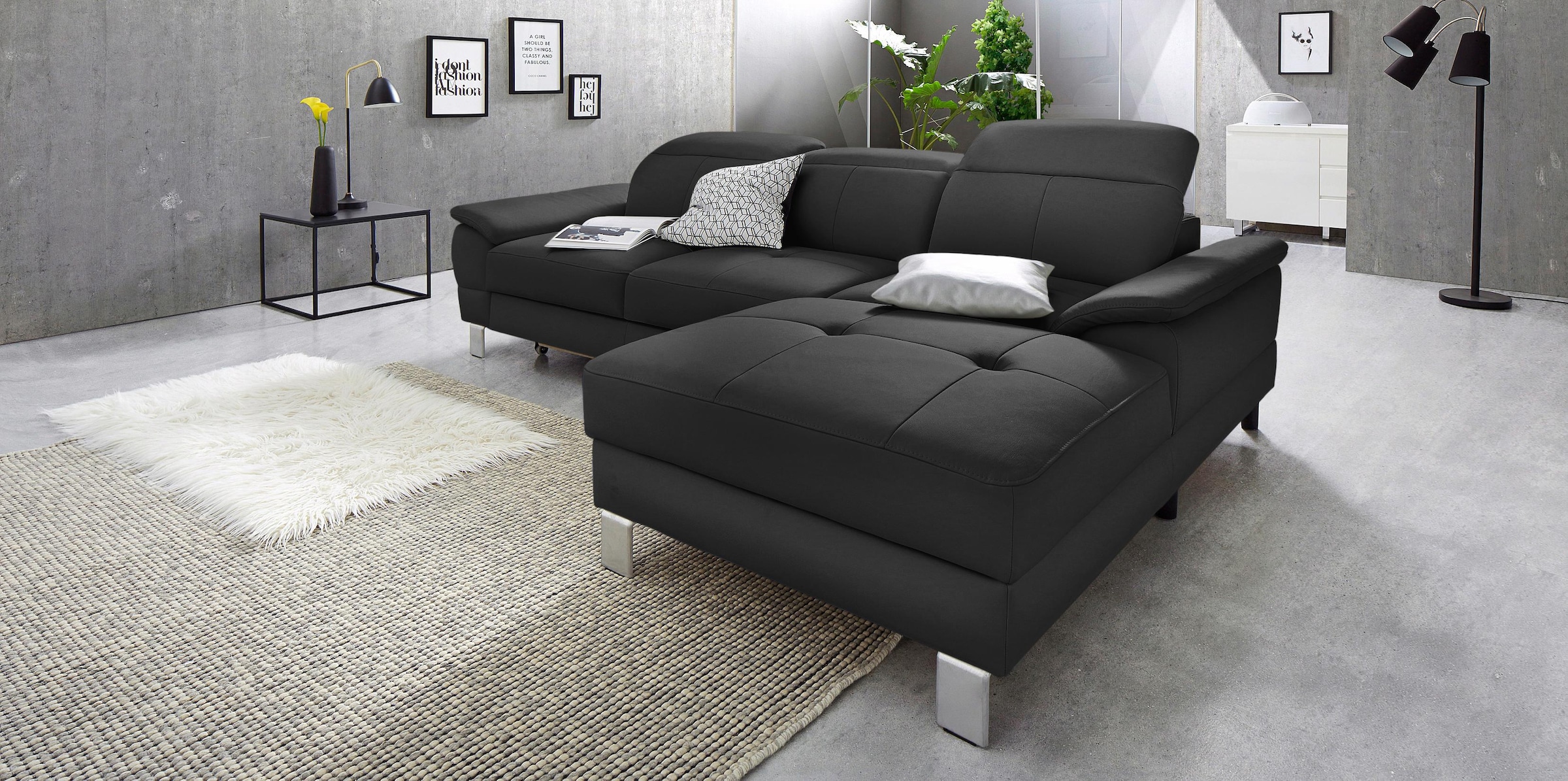 exxpo - sofa fashion Ecksofa »Mantua 2, inkl. Kopf- bzw. Rückenverstellung, bequem, L-Form«, wahlweise mit Bettfunktion und Bettkasten, tolle Verarbeitungsdetails