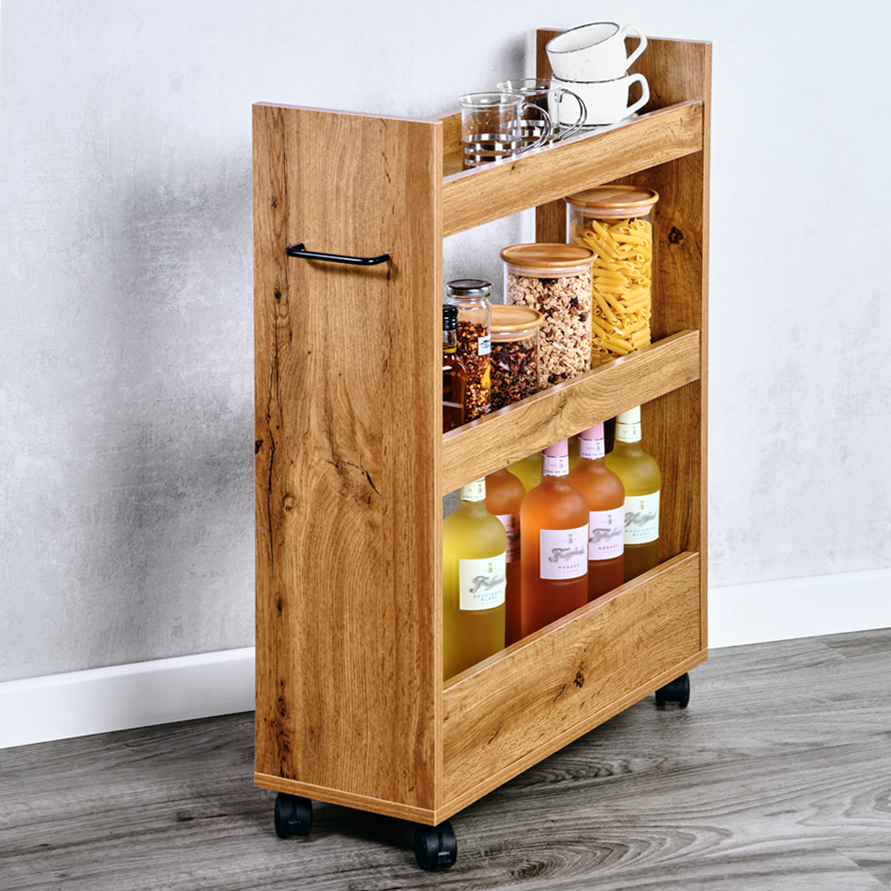 KESPER® Küchenregal »Nischenregal, FSC«, (1 St.), mit 3 Abstellflächen und 4 Rädern, davon 2 mit Bremse