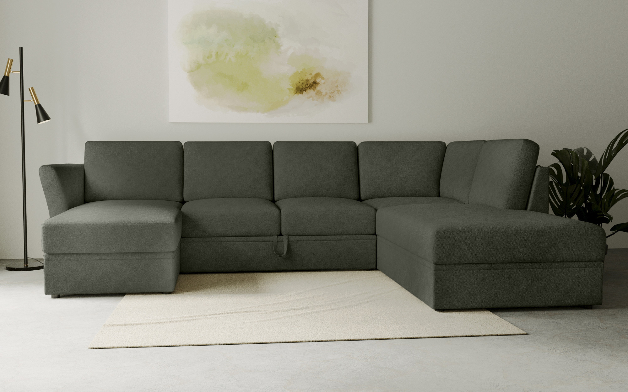 OTTO home Wohnlandschaft "Lavars Schlafsofa" mit Bettfunktion und Stauraum, in zwei verschiedenen Bezugsqualitäten