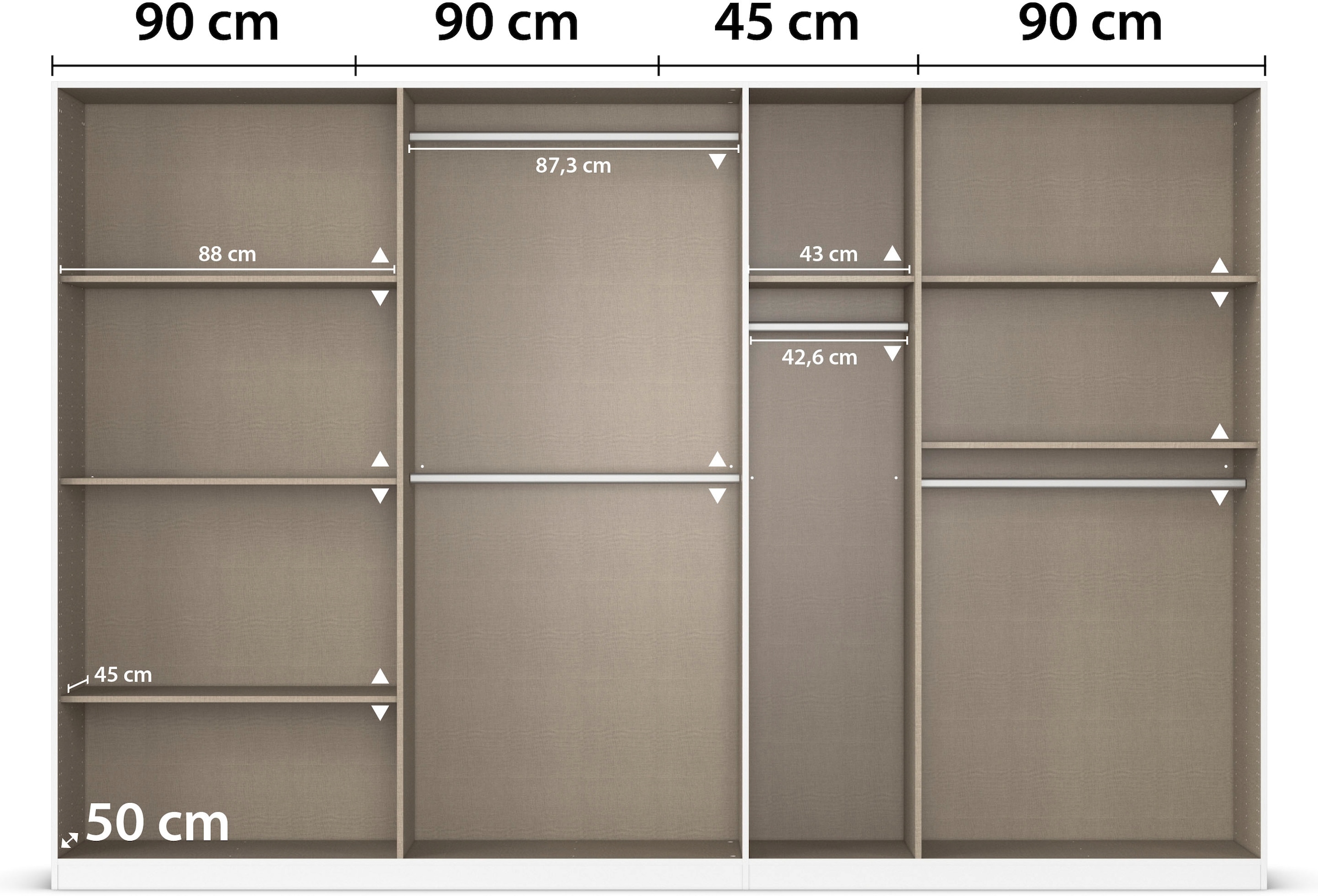 rauch Drehtürenschrank »Kleiderschrank Schrank Garderobe AGORDO TOPSELLER Schlafzimmer«, (in zwei Griff-Farben mit Dekor- oder Hochglanzfront), durchdachte Innenausstattung, in 6 Breiten und 2 Höhen MADE IN GERMANY