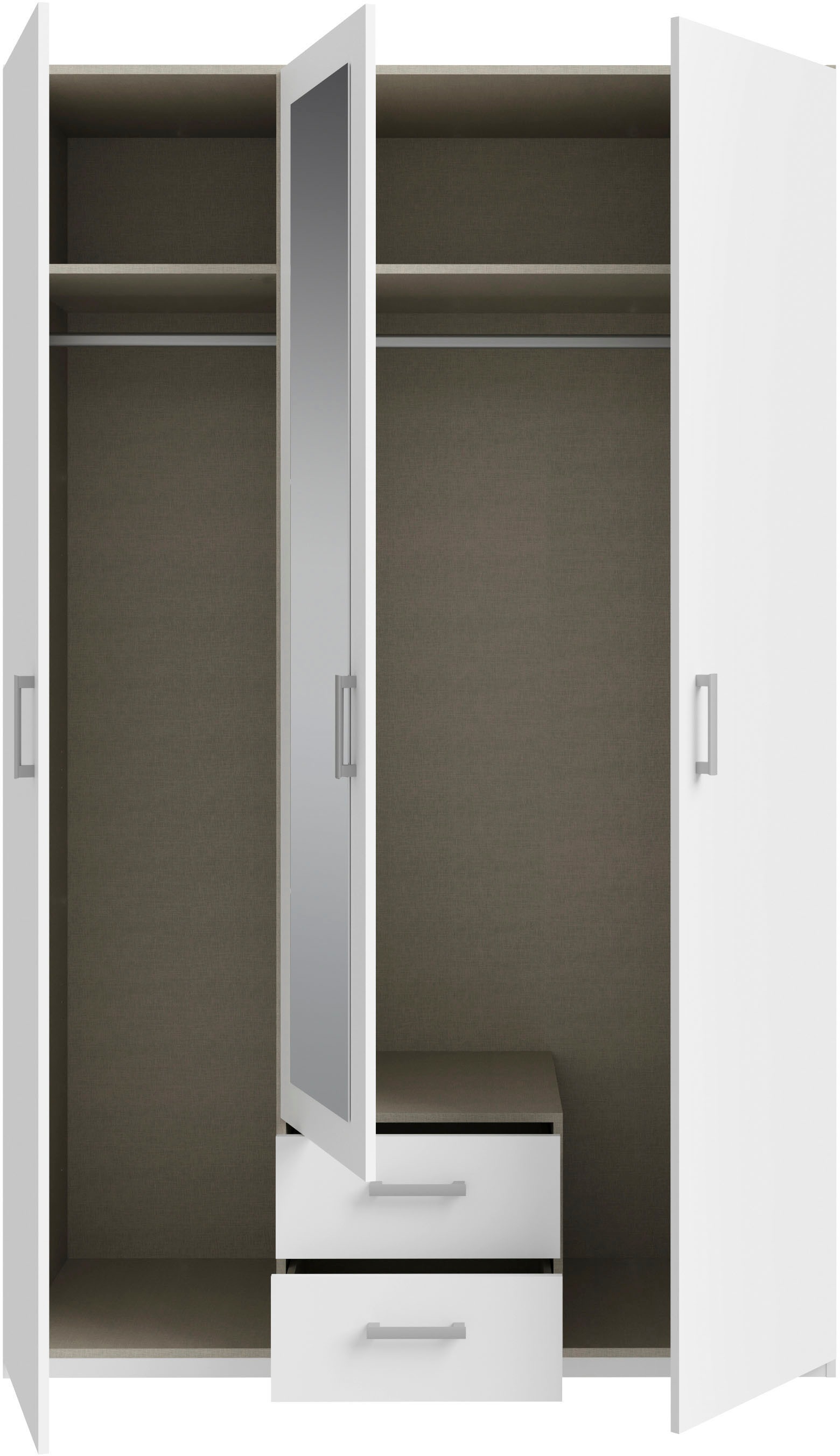 FORTE Drehtürenschrank, Drehtürenschrank, Spiegel, Stauraum, 2 Schubladen