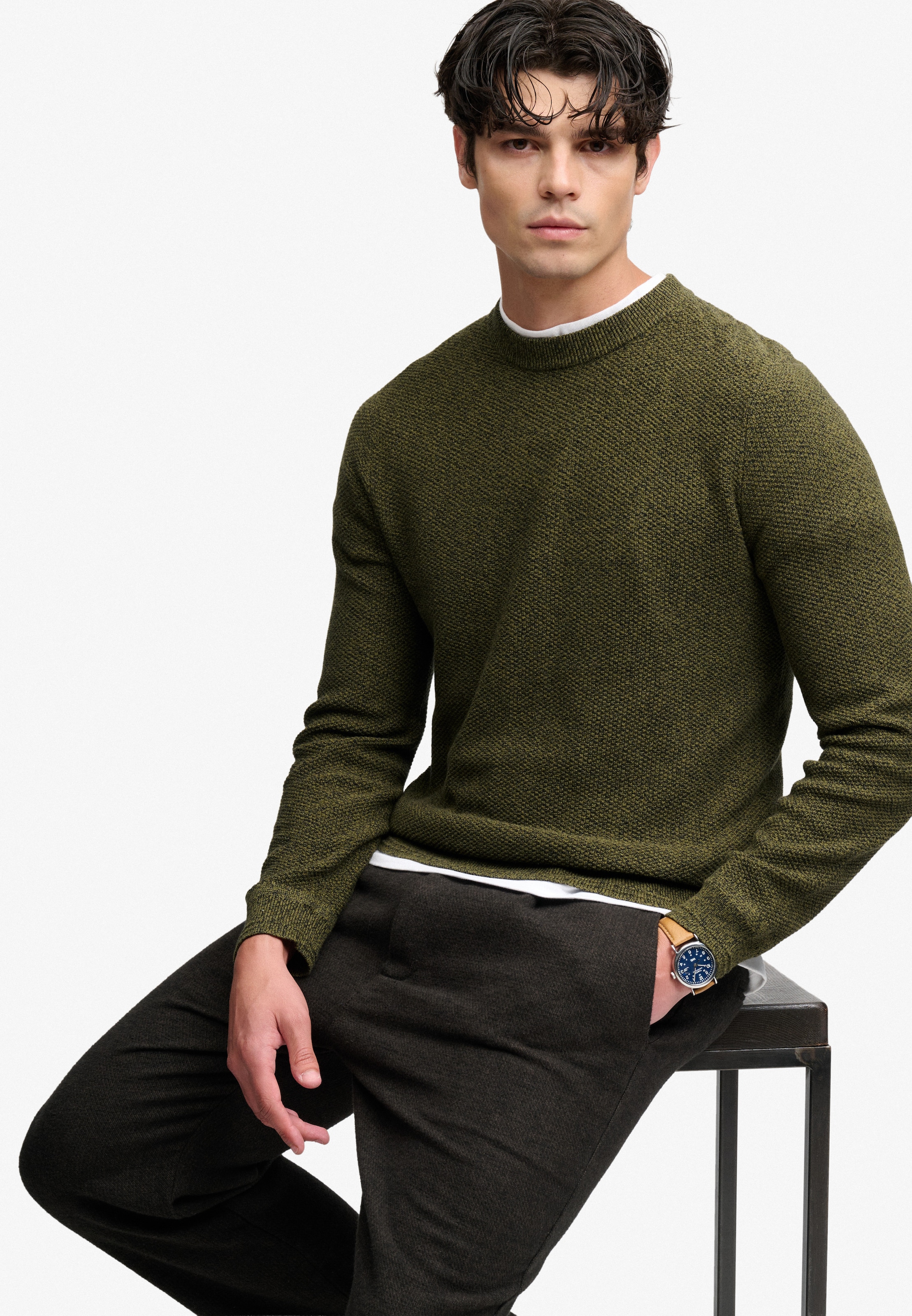 Superdry Rundhalspullover »TEXTURE KNIT JUMPER« Baumwolle, regular fit