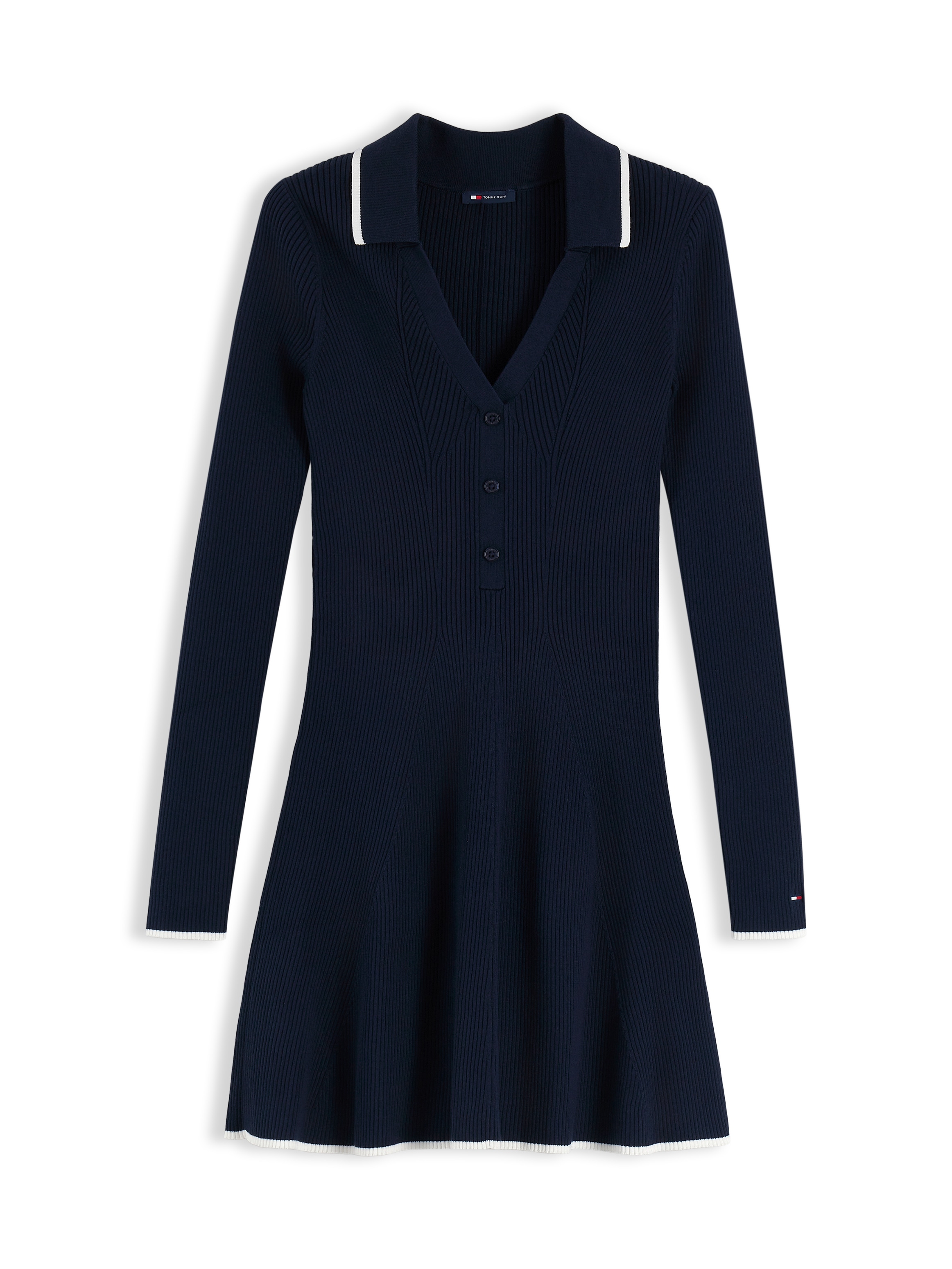 Tommy Jeans Sweatkleid »TJW SWEATER FLARE POLO DRESS« Baumwollmischung, in ausgestellter Form