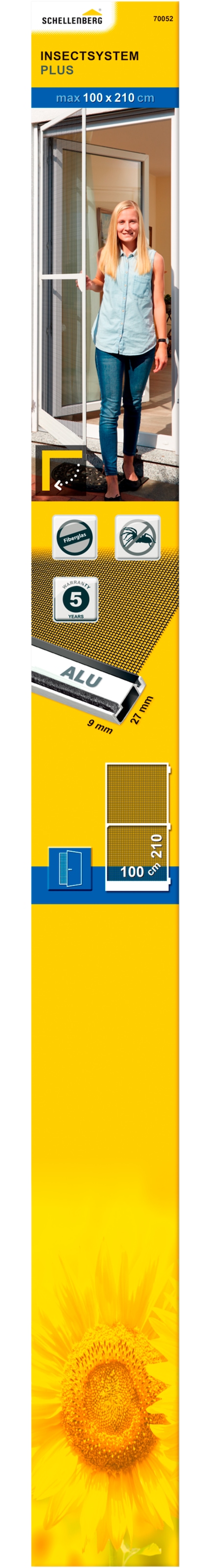 SCHELLENBERG Insektenschutz-Tür "für Balkontür und Terrassentür", Fliegengitter mit Rahmen, 100 x 210 cm, anthrazit und 