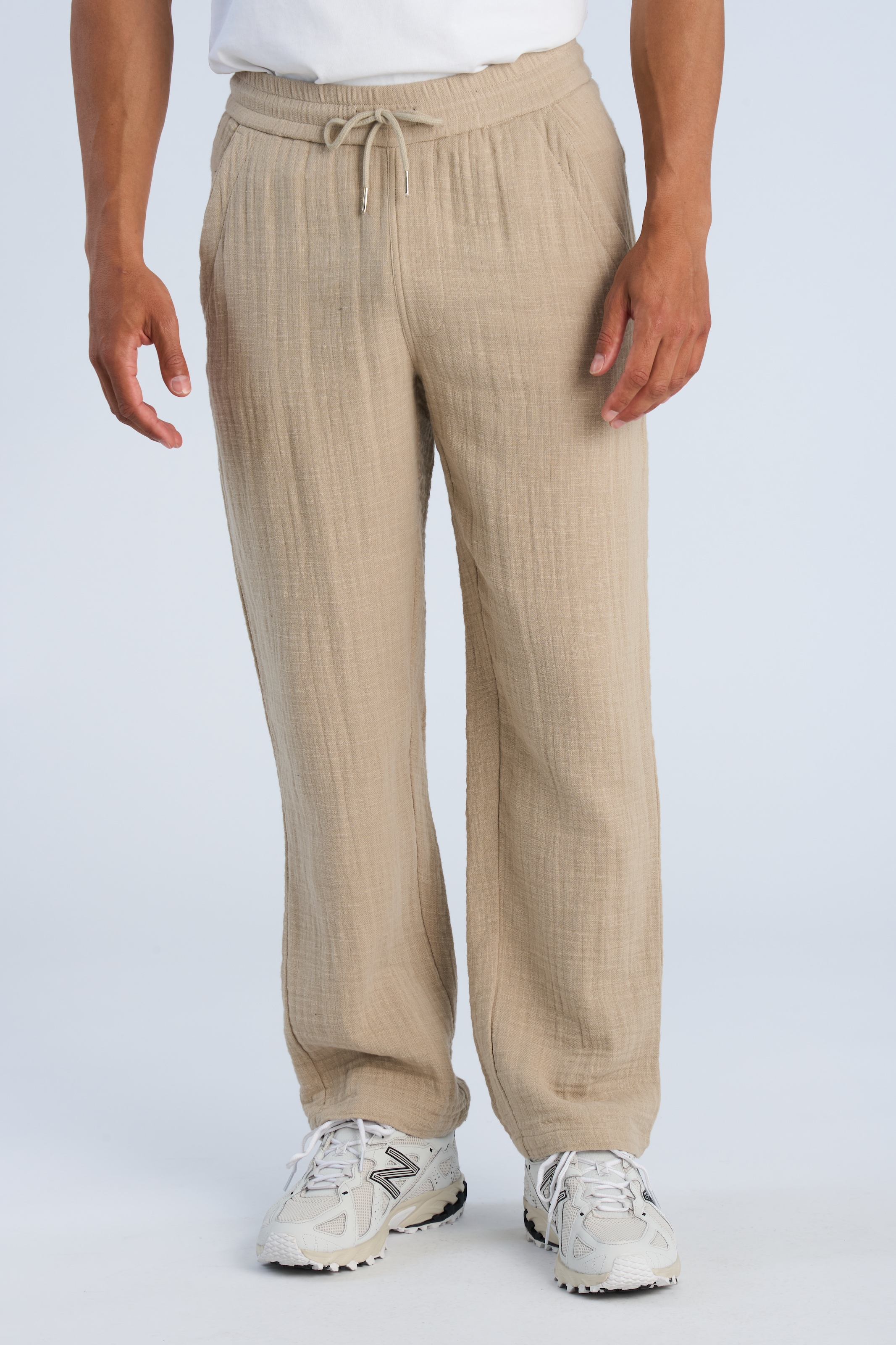 LINDBERGH Stoffhose Sommerhose in Leinen-Optik und mit Gummizug - Weiter Schnitt