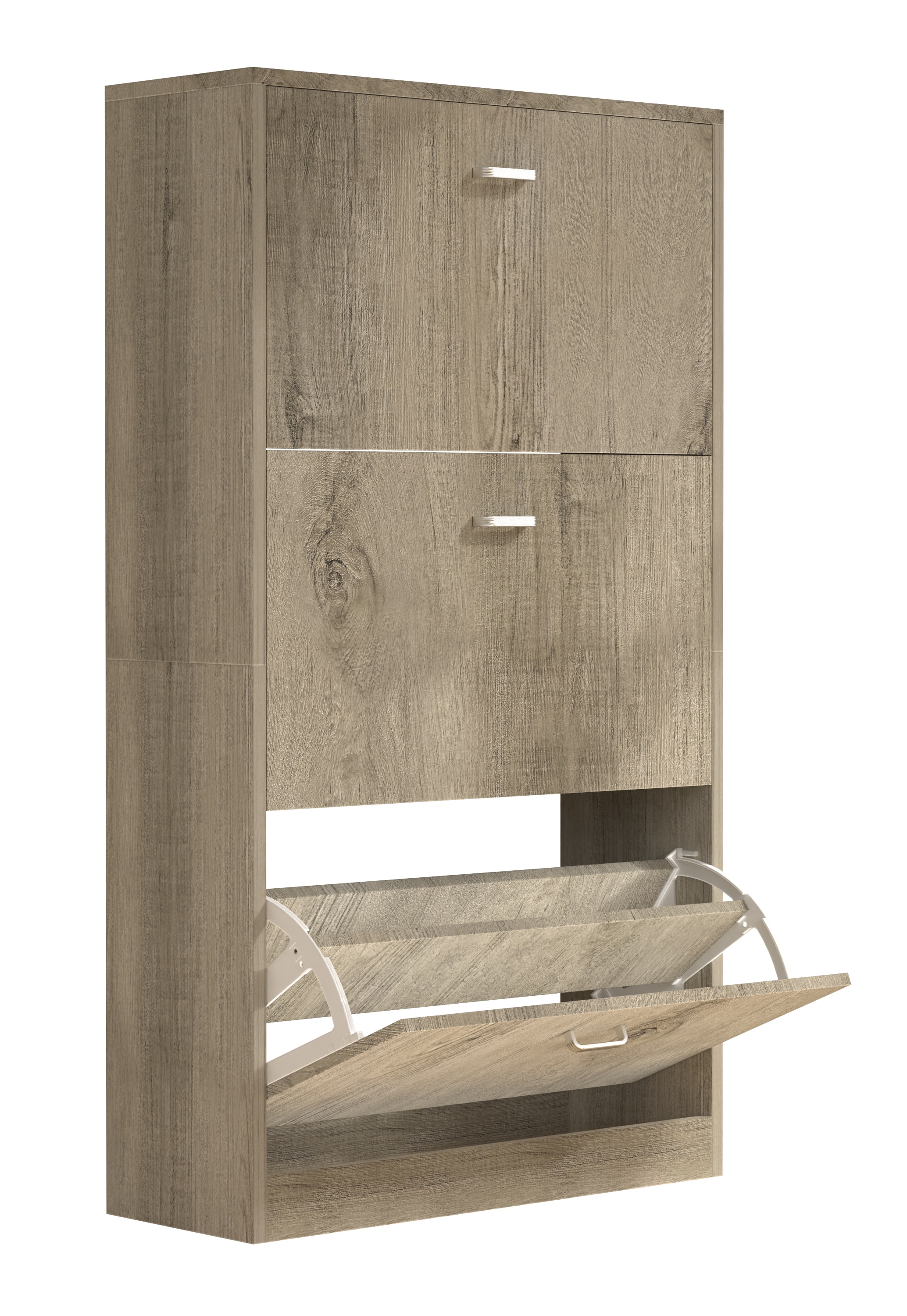 VCM Schuhschrank »VCM Holz Schuhschrank | Maße: H. 105 x B. 59 x T. 22 cm | 3 Klappen - Sipos L«, (1 St.)